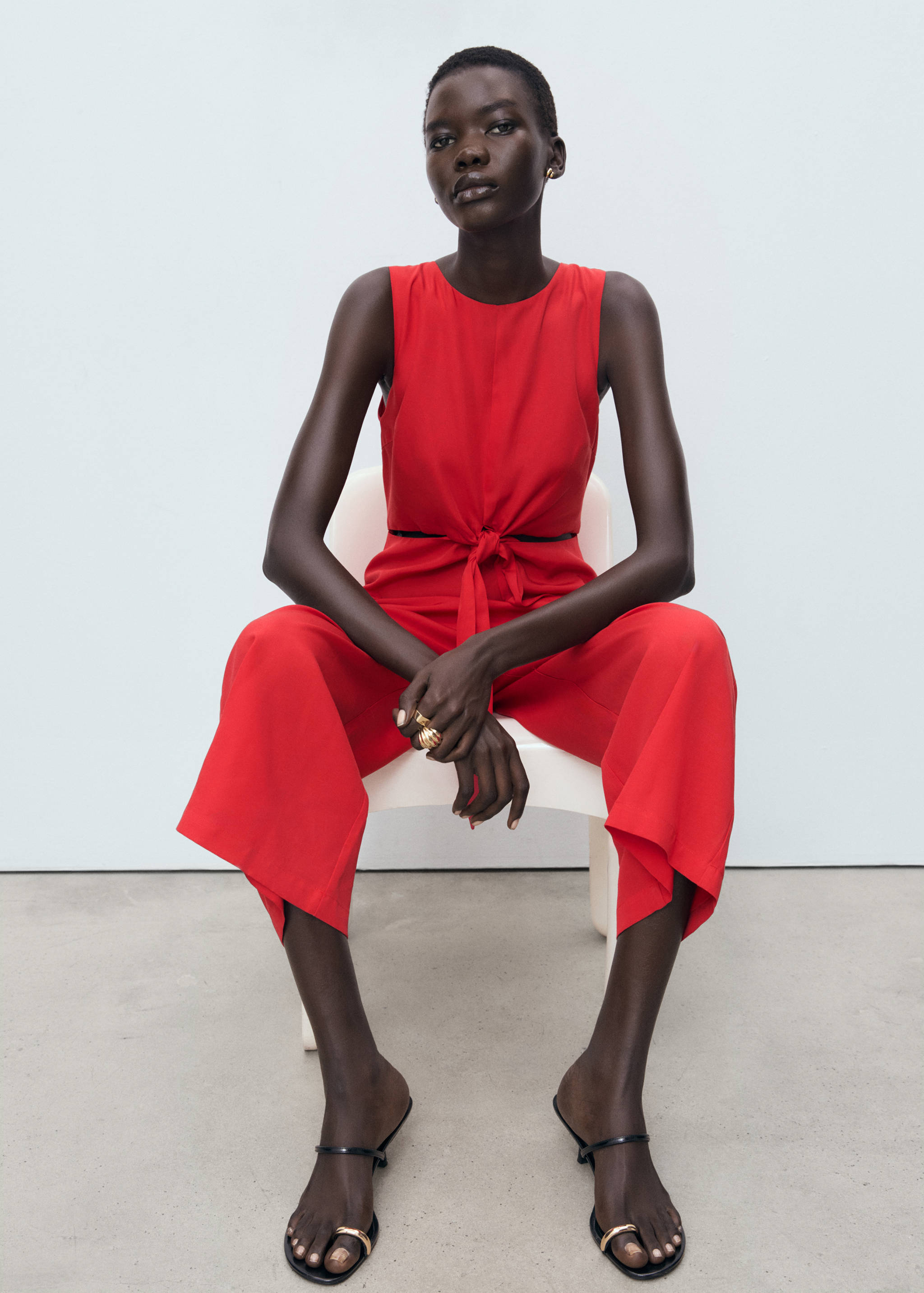 Lyocell jumpsuit with cut-out and knot detail - Details of the article 2