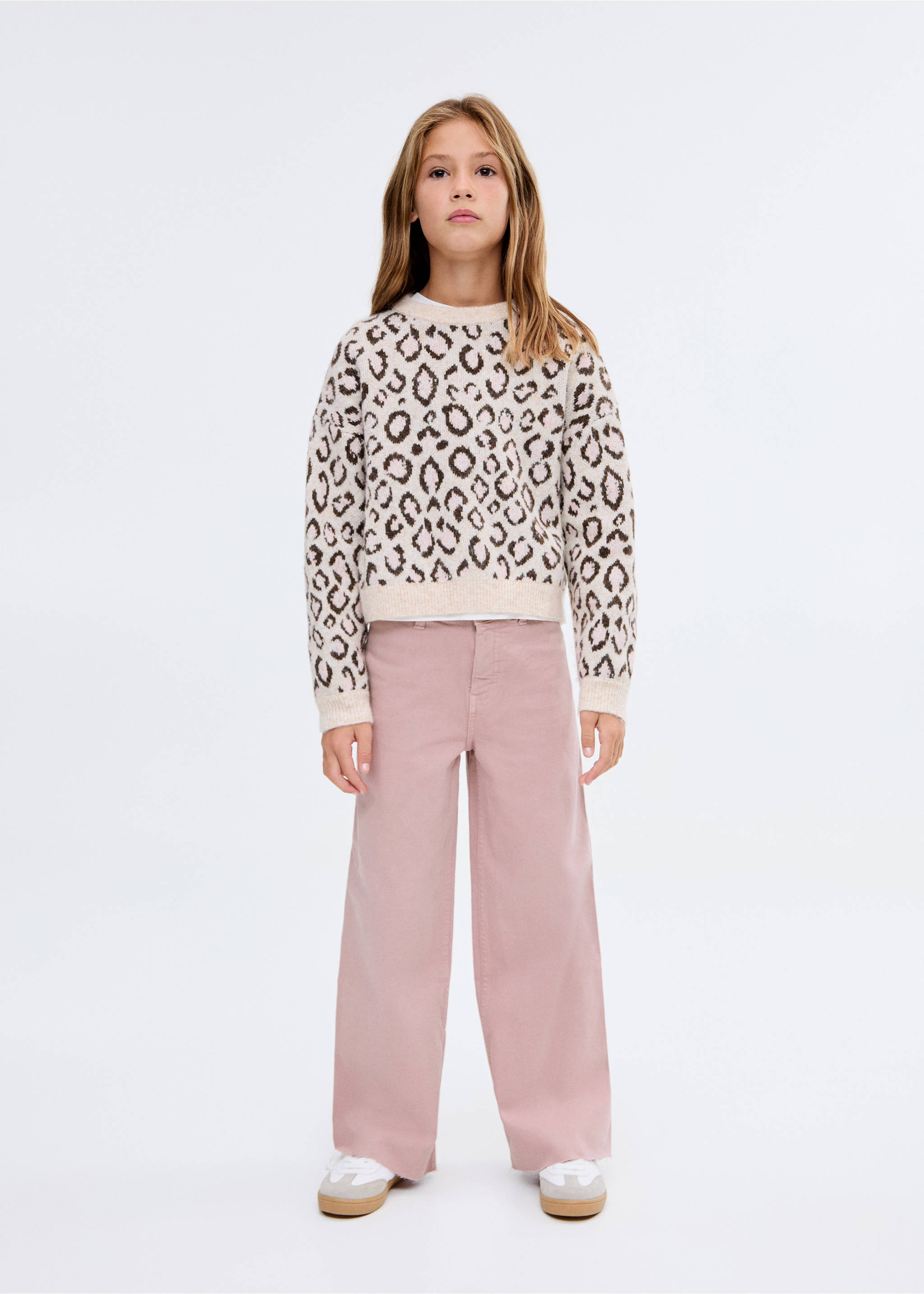 Wideleg low frayed hem jeans - General plane, Pink. Ref: 17082534-00.
