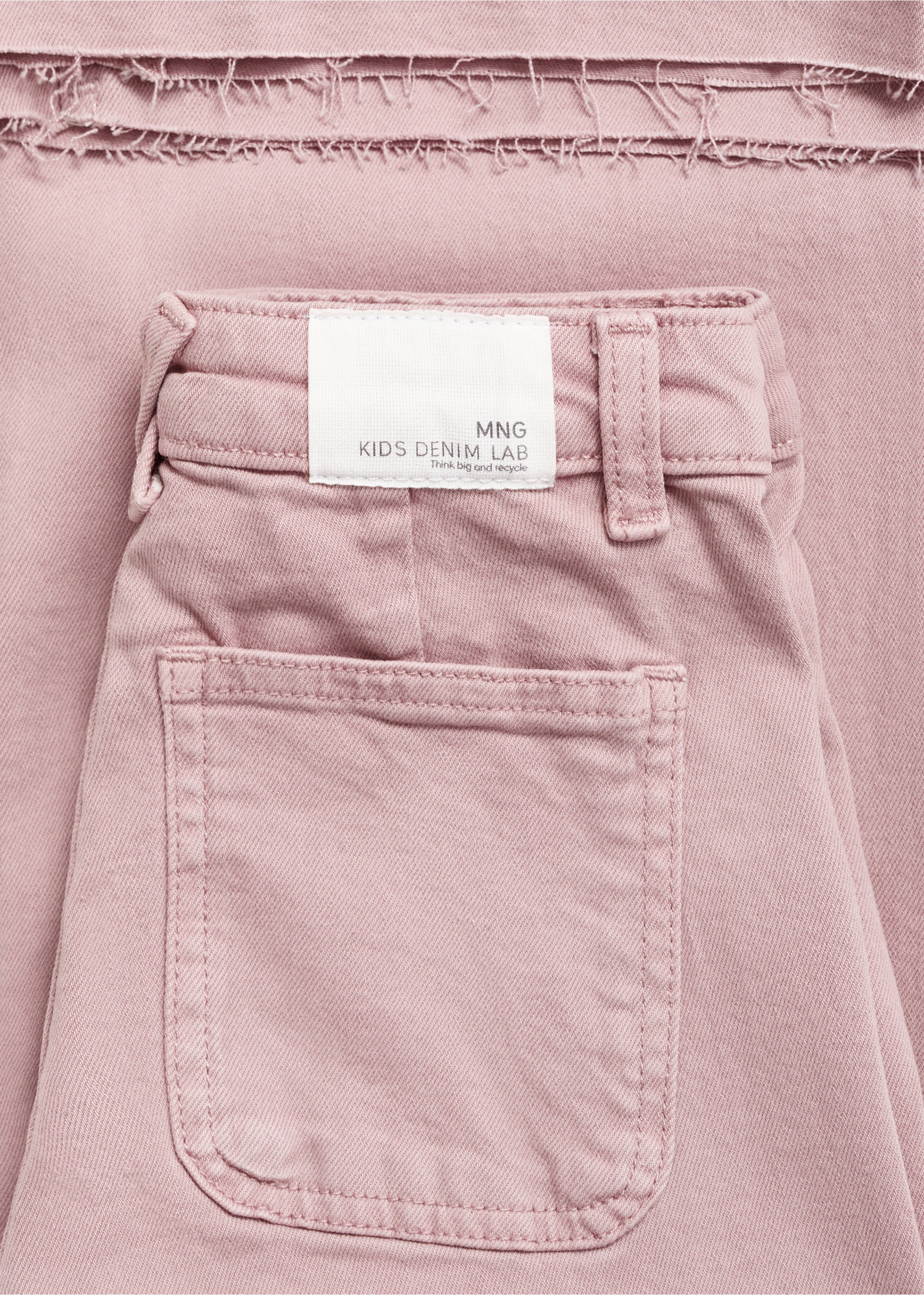 Wideleg low frayed hem jeans - Details of the article 0, Pink. Ref: 17082534-00.