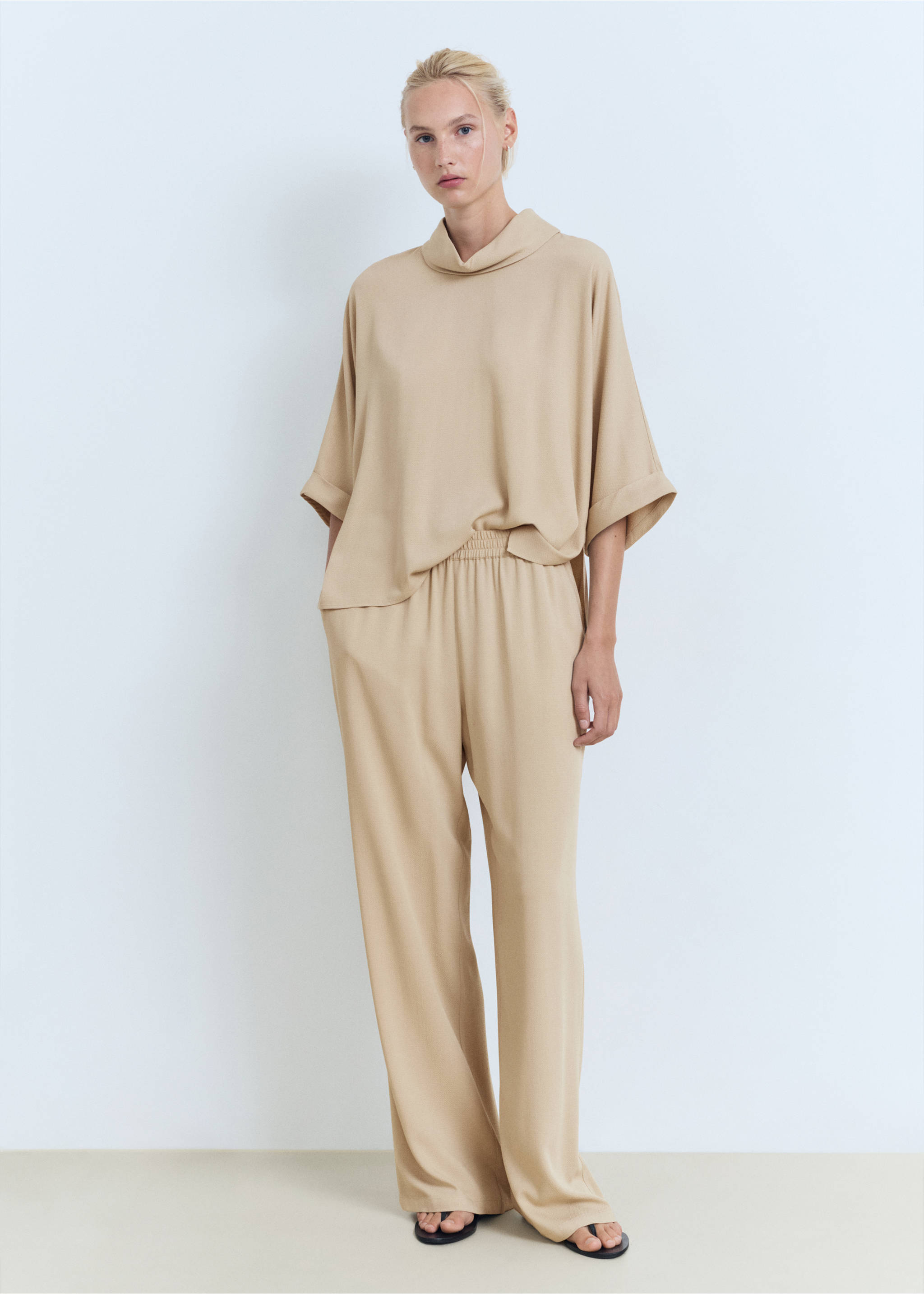Fließende Oversized-Bluse - Allgemeine Ansicht, Beige. Ref: 17082535-00.