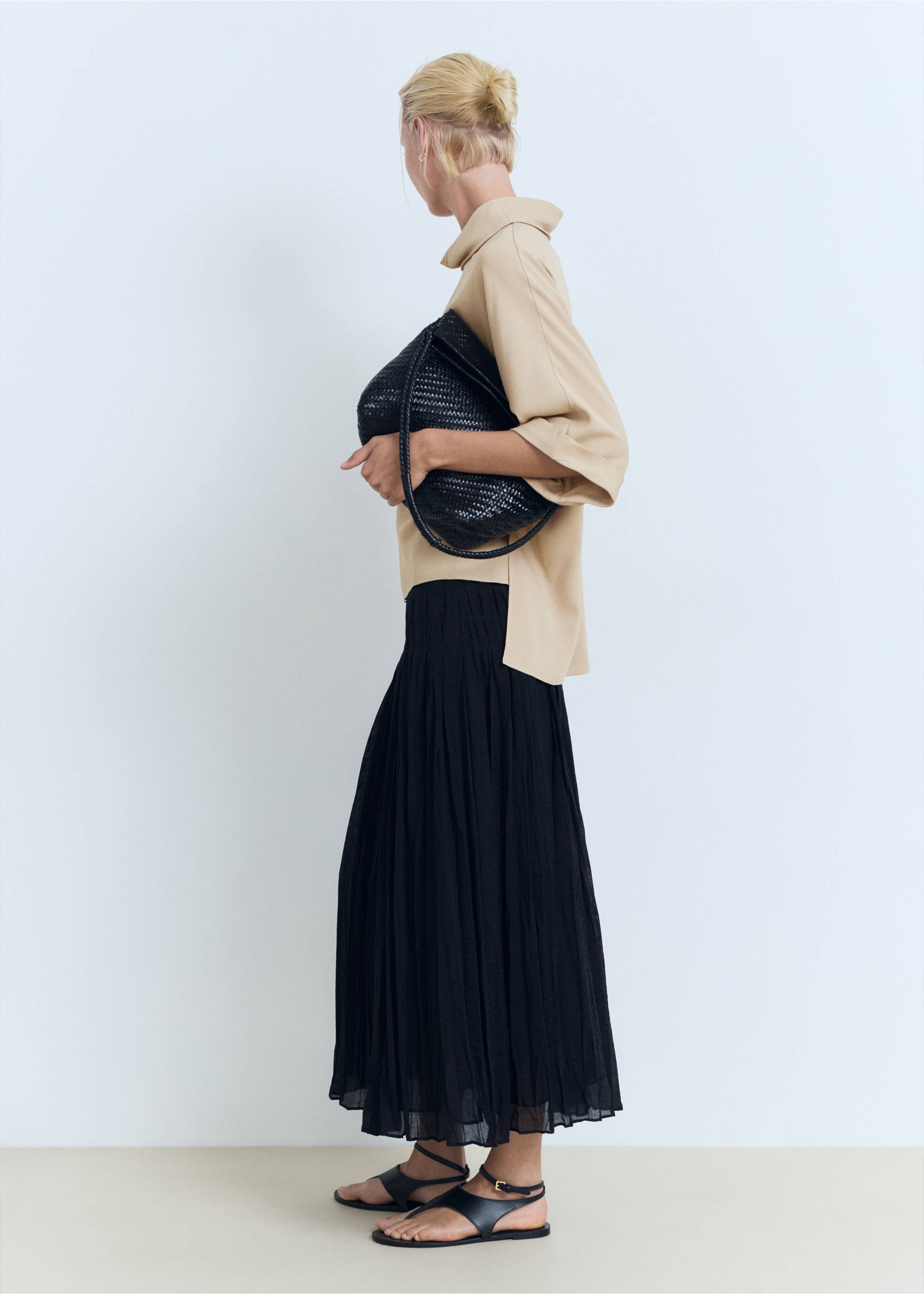 Fließende Oversized-Bluse - Detail des Artikels 2, Beige. Ref: 17082535-00.