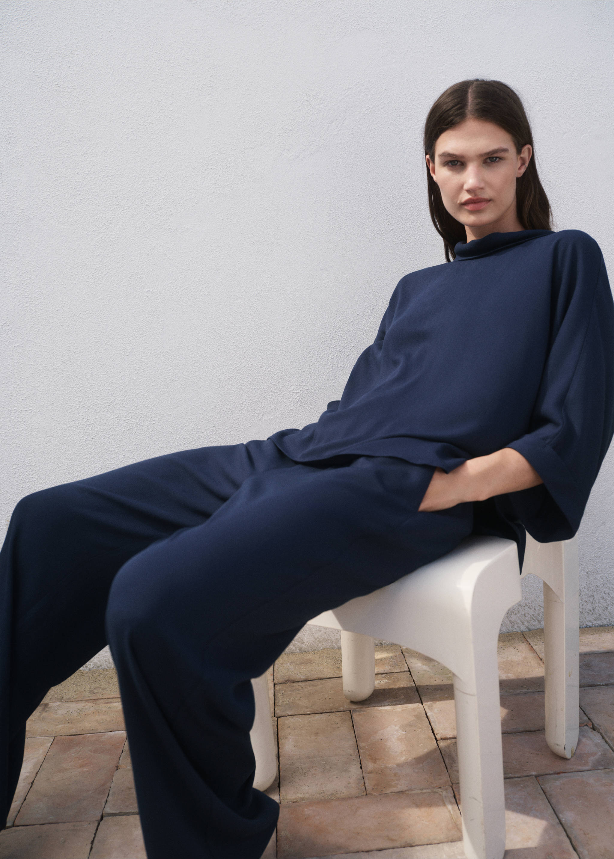 Fließende Oversized-Bluse - Detail des Artikels 2, Marineblau. Ref: 17082535-00.