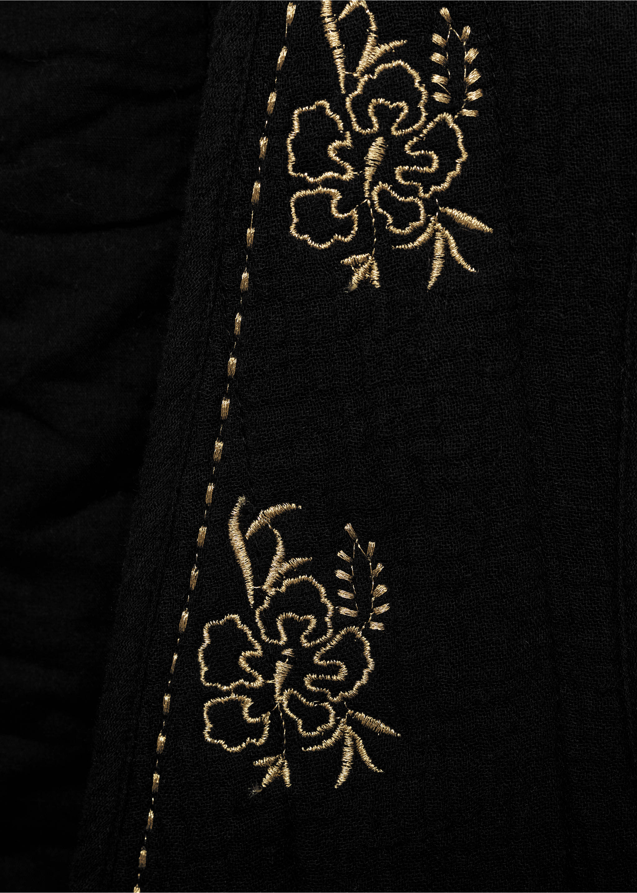 Floral-embroidered vest - Details of the article 8, Black. Ref: 17082539-00.