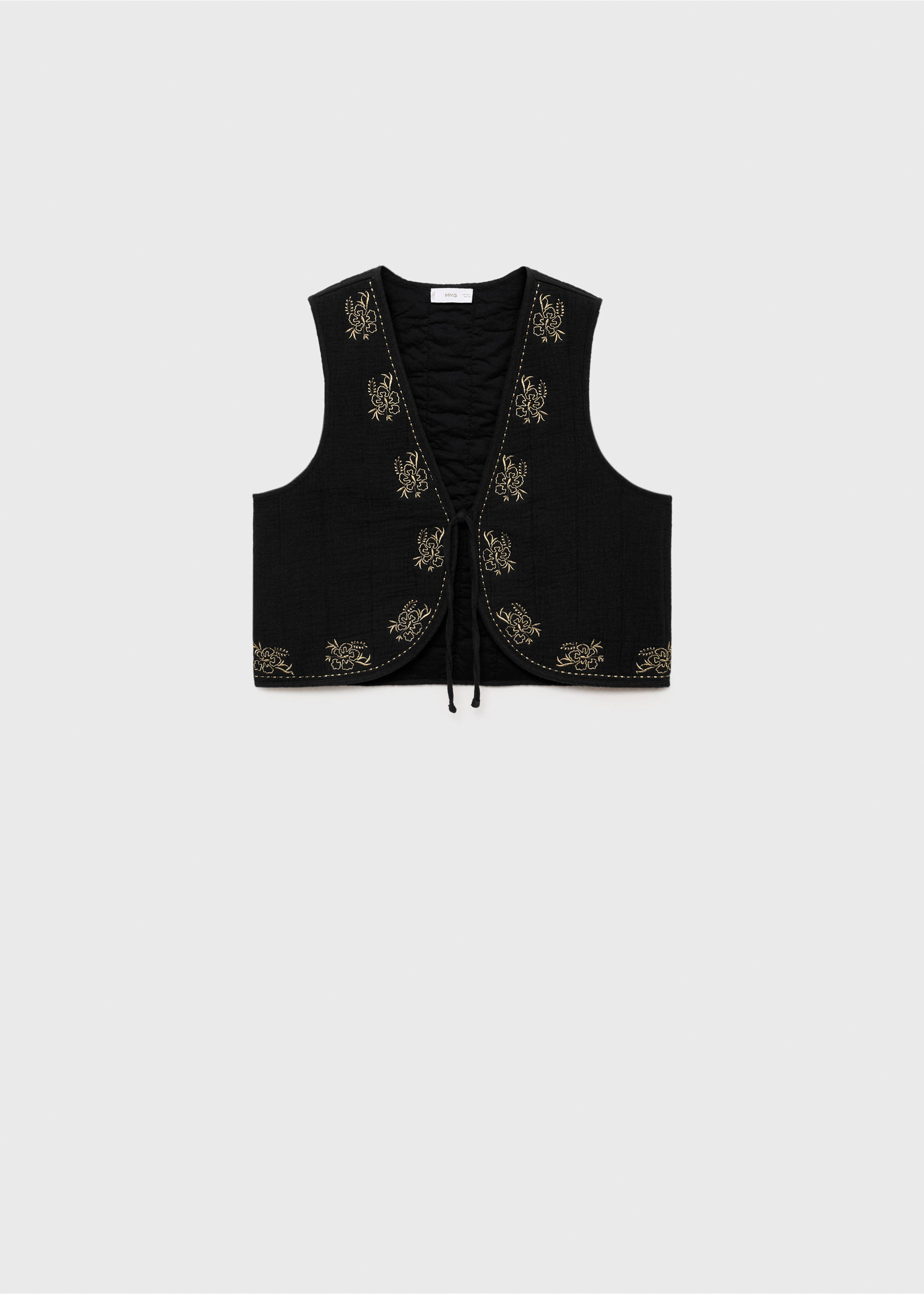 Floral-embroidered vest - Article without model, Black. Ref: 17082539-00.