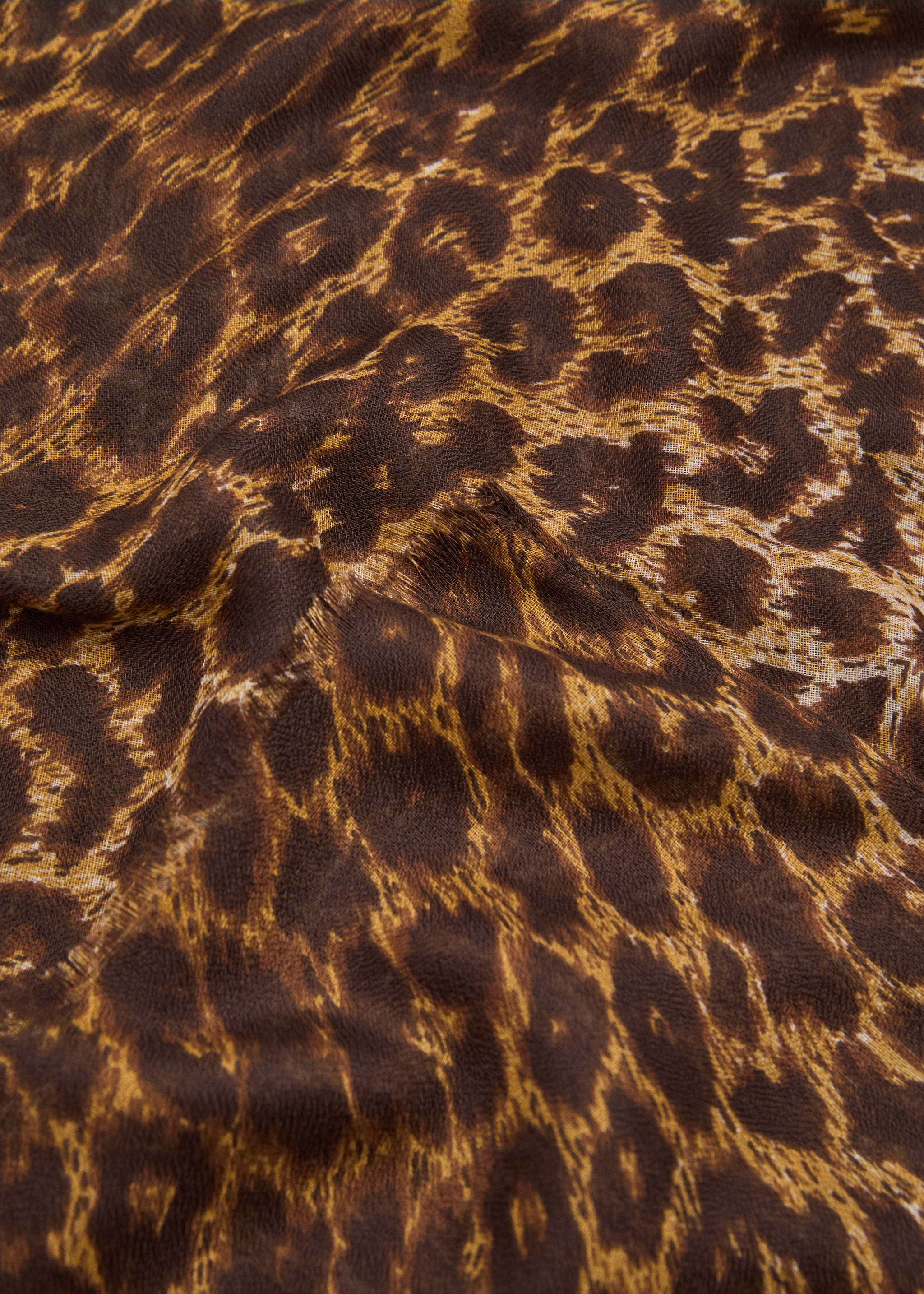 Leopard print scarf - Medium plane, Brown. Ref: 17082540-00.