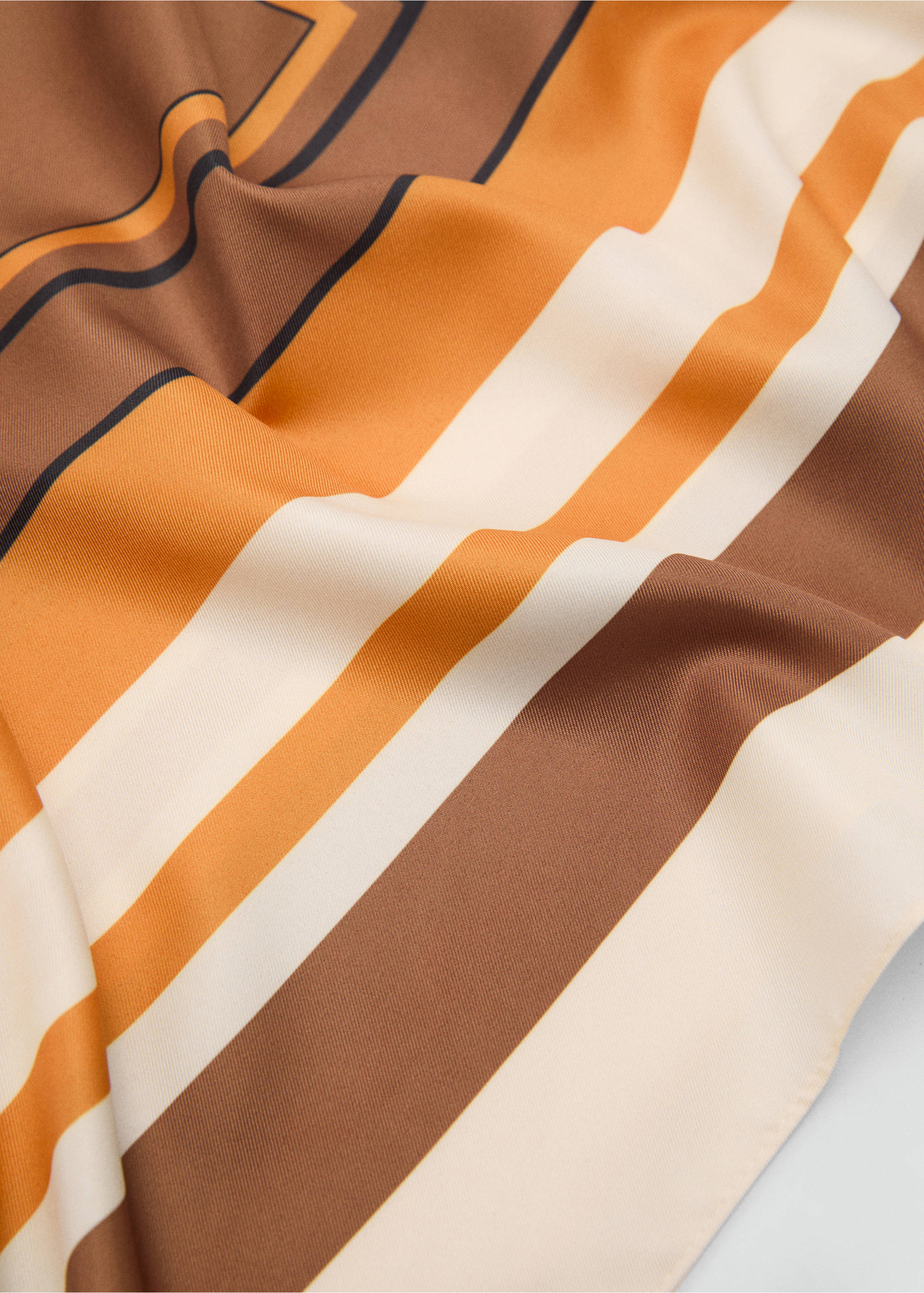 Striped satin scarf - Medium plane, Ecru. Ref: 17082541-00.