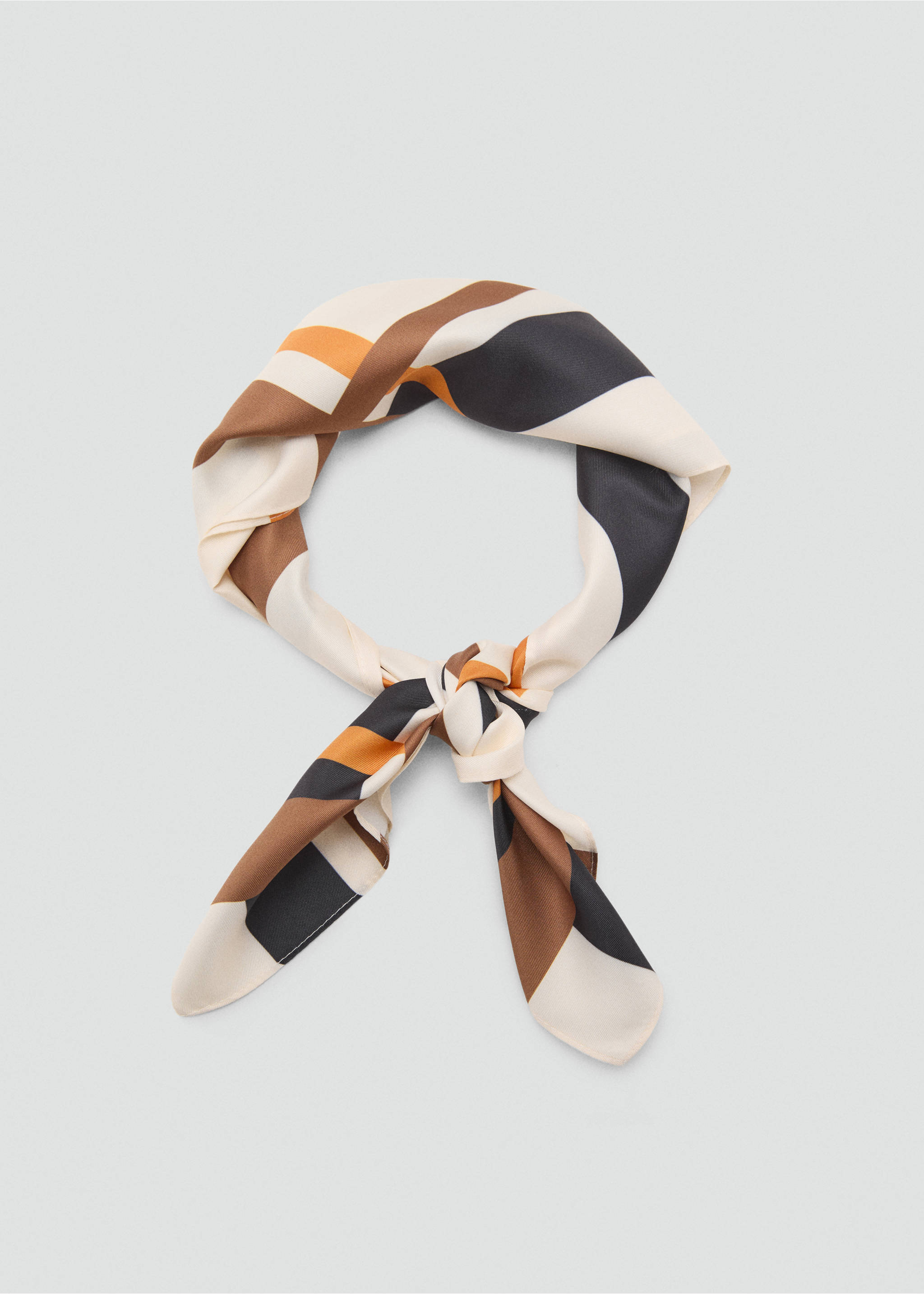 Striped satin scarf - Details of the article 1, Ecru. Ref: 17082541-00.