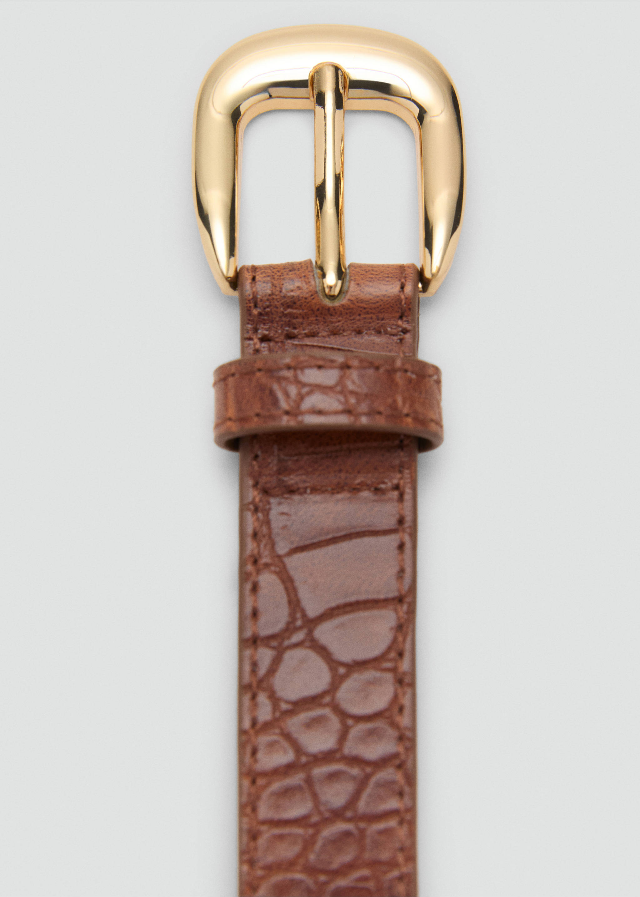 Croco faux-leather belt - Medium plane, Brown. Ref: 17082542-00.