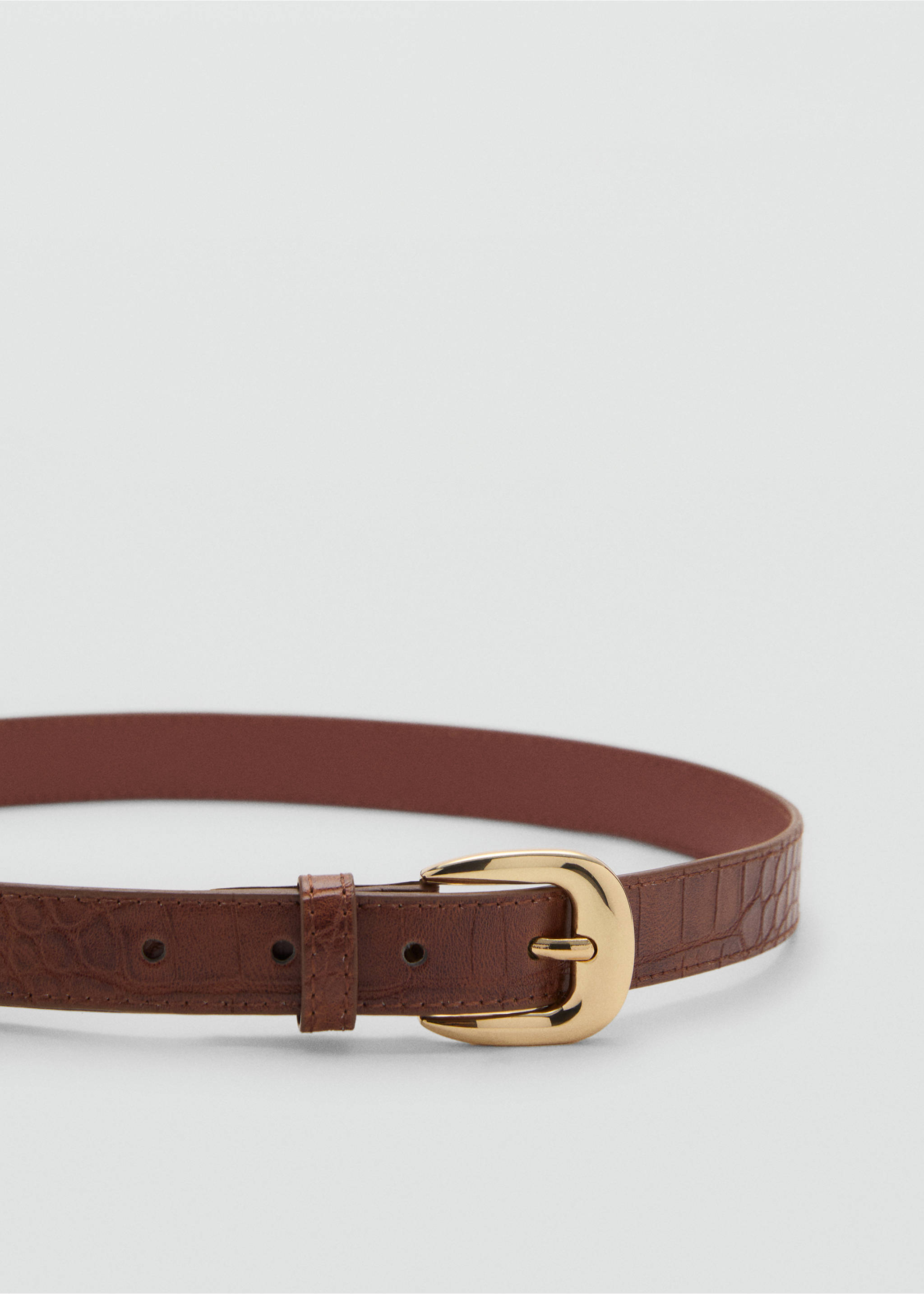 Croco faux-leather belt - Details of the article 1, Brown. Ref: 17082542-00.