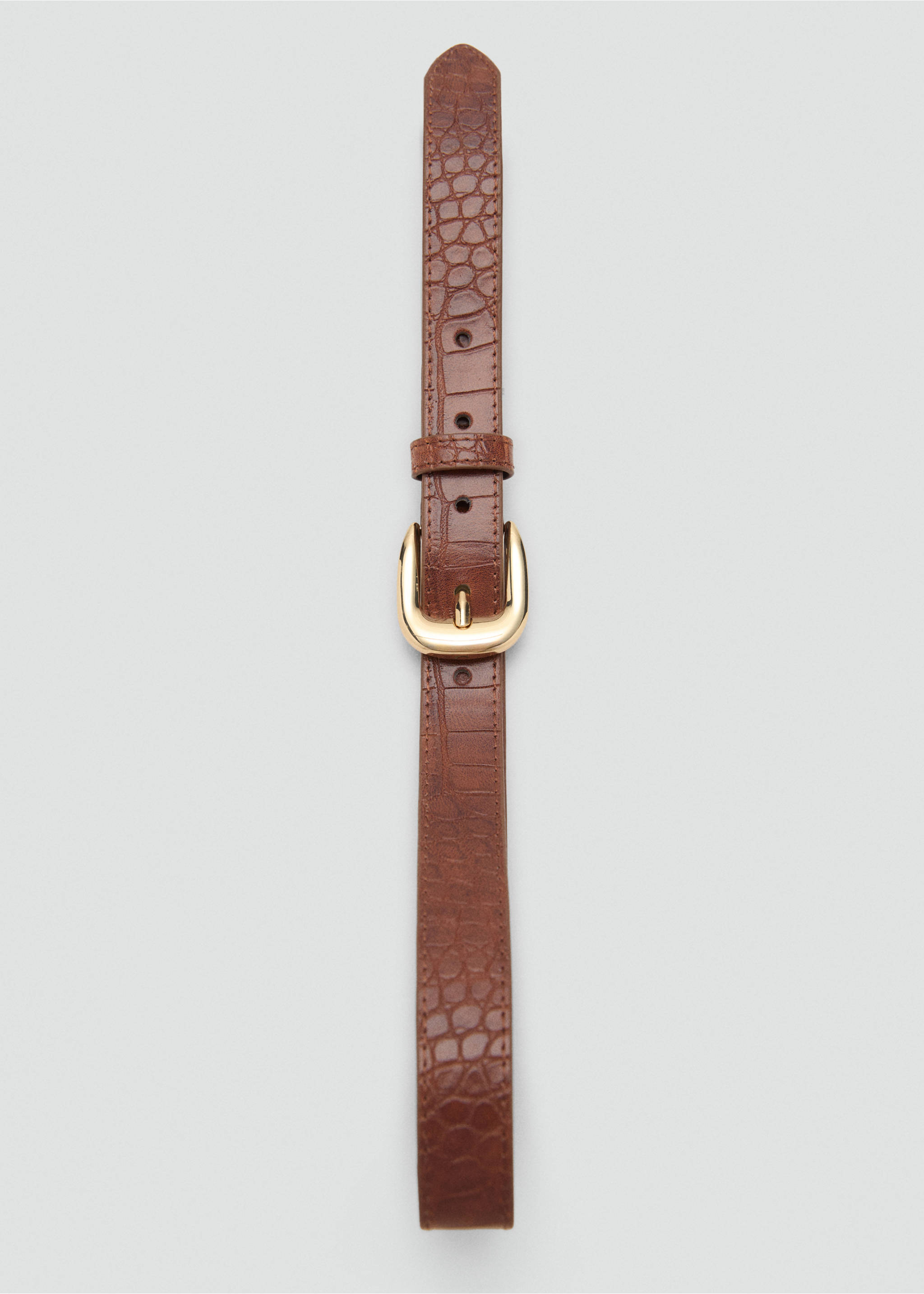 Croco faux-leather belt - Details of the article 2, Brown. Ref: 17082542-00.