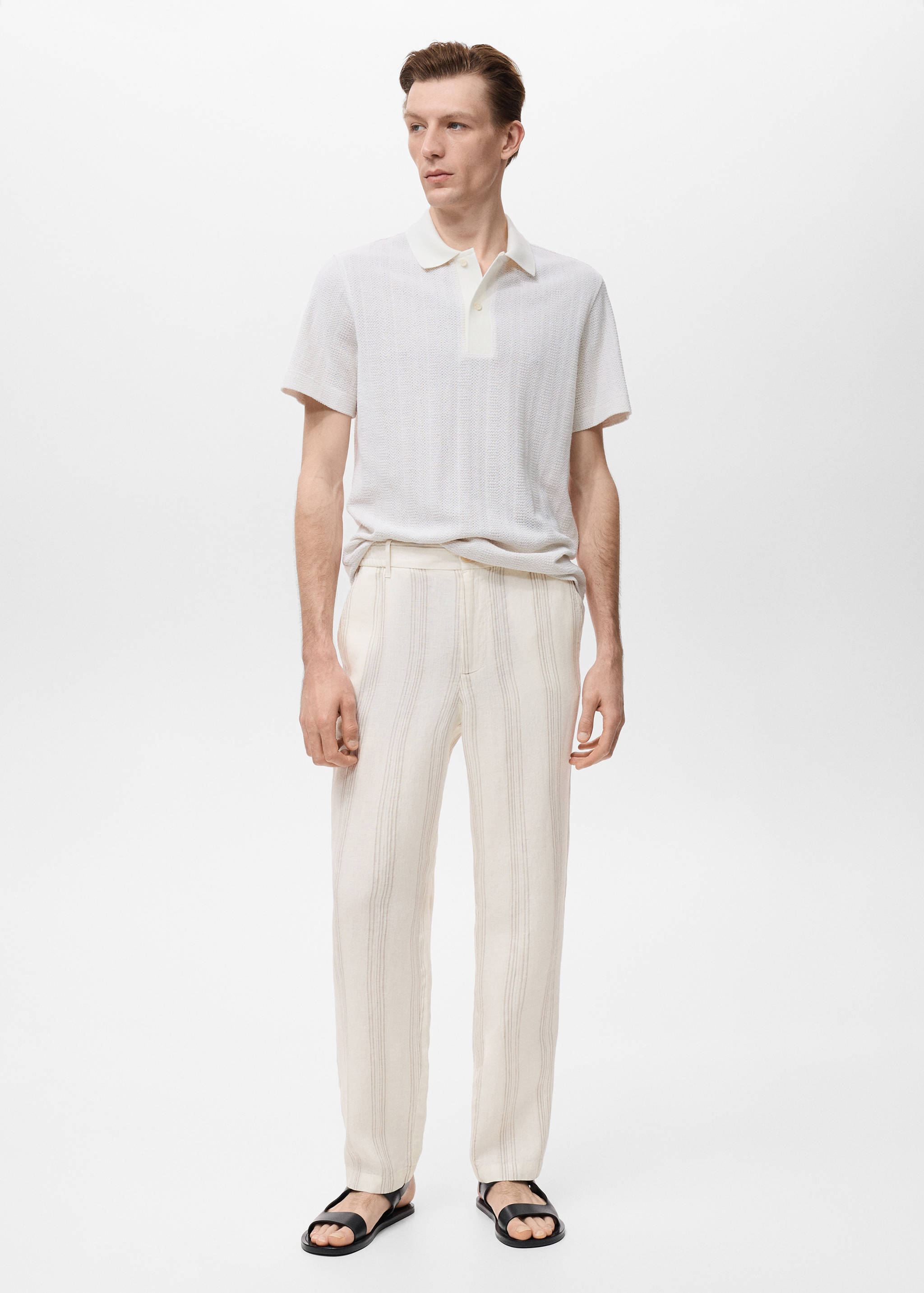 100% linen trousers with elastic waistband - General plane
