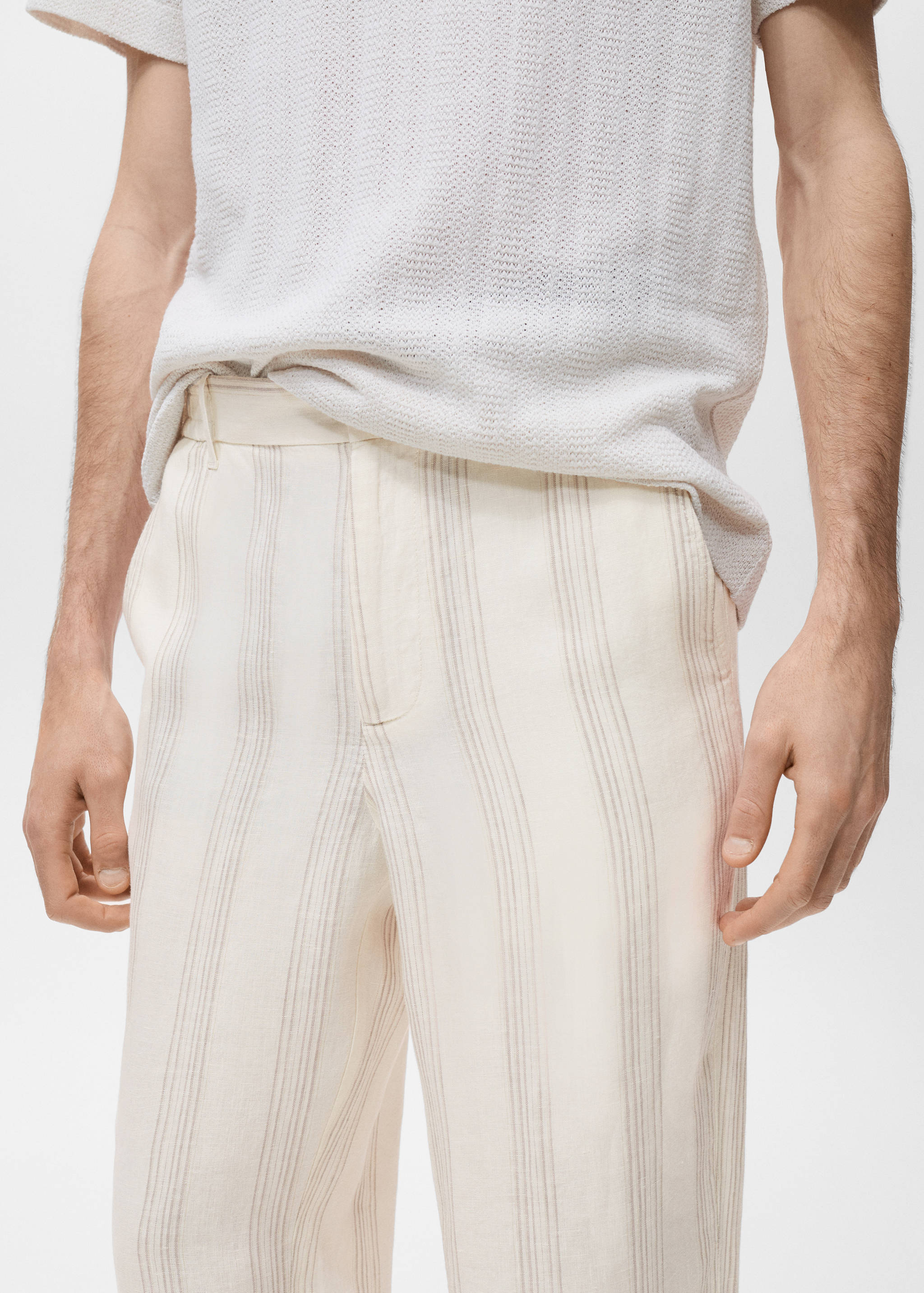 100% linen trousers with elastic waistband - Details of the article 1
