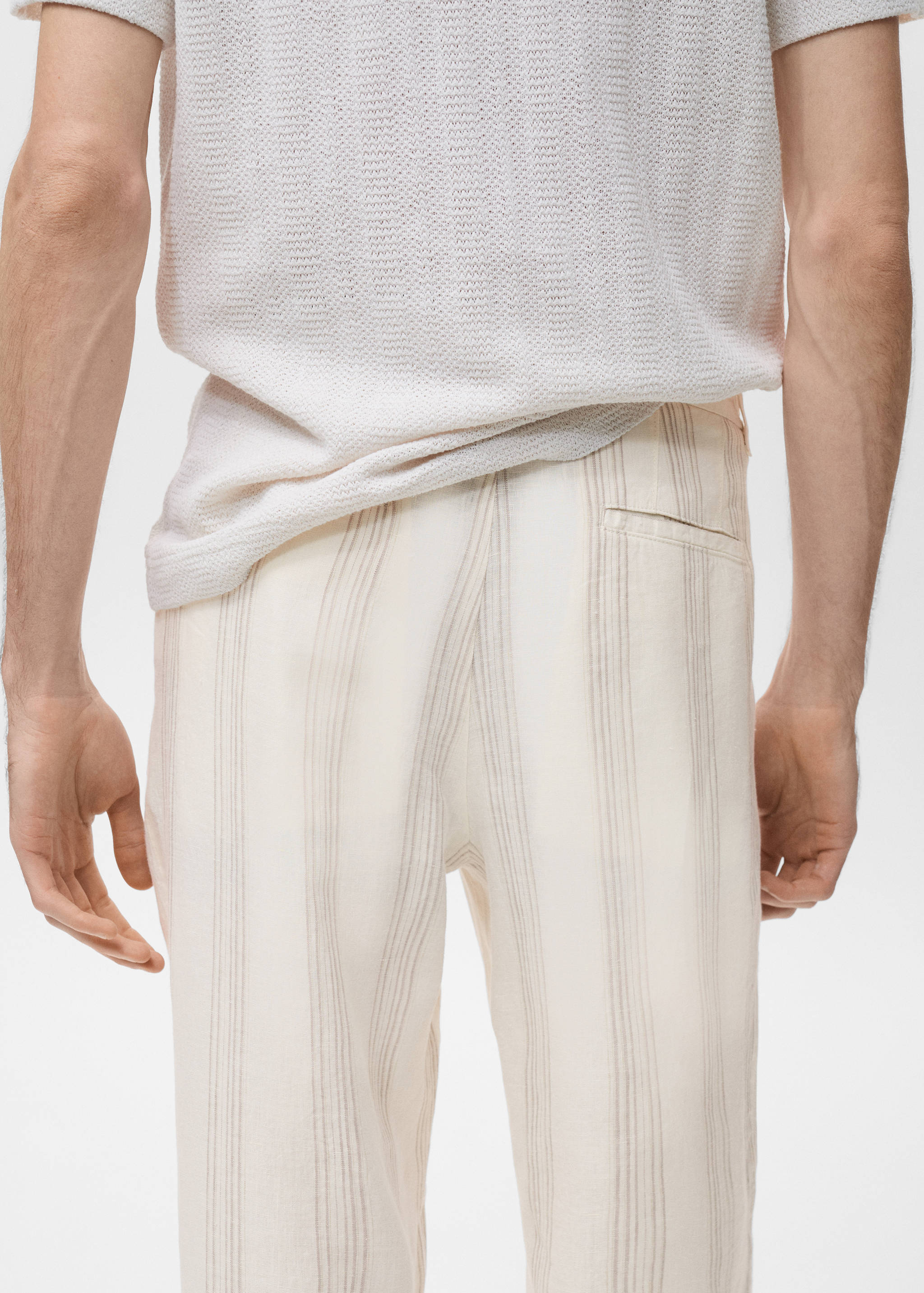 100% linen trousers with elastic waistband - Details of the article 3