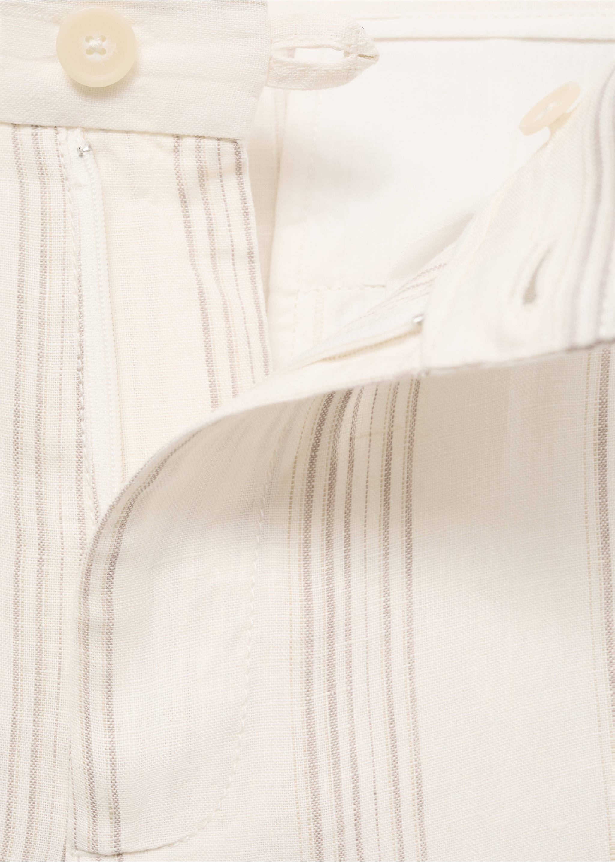 100% linen trousers with elastic waistband - Details of the article 8, Off White. Ref: 17082893-00.
