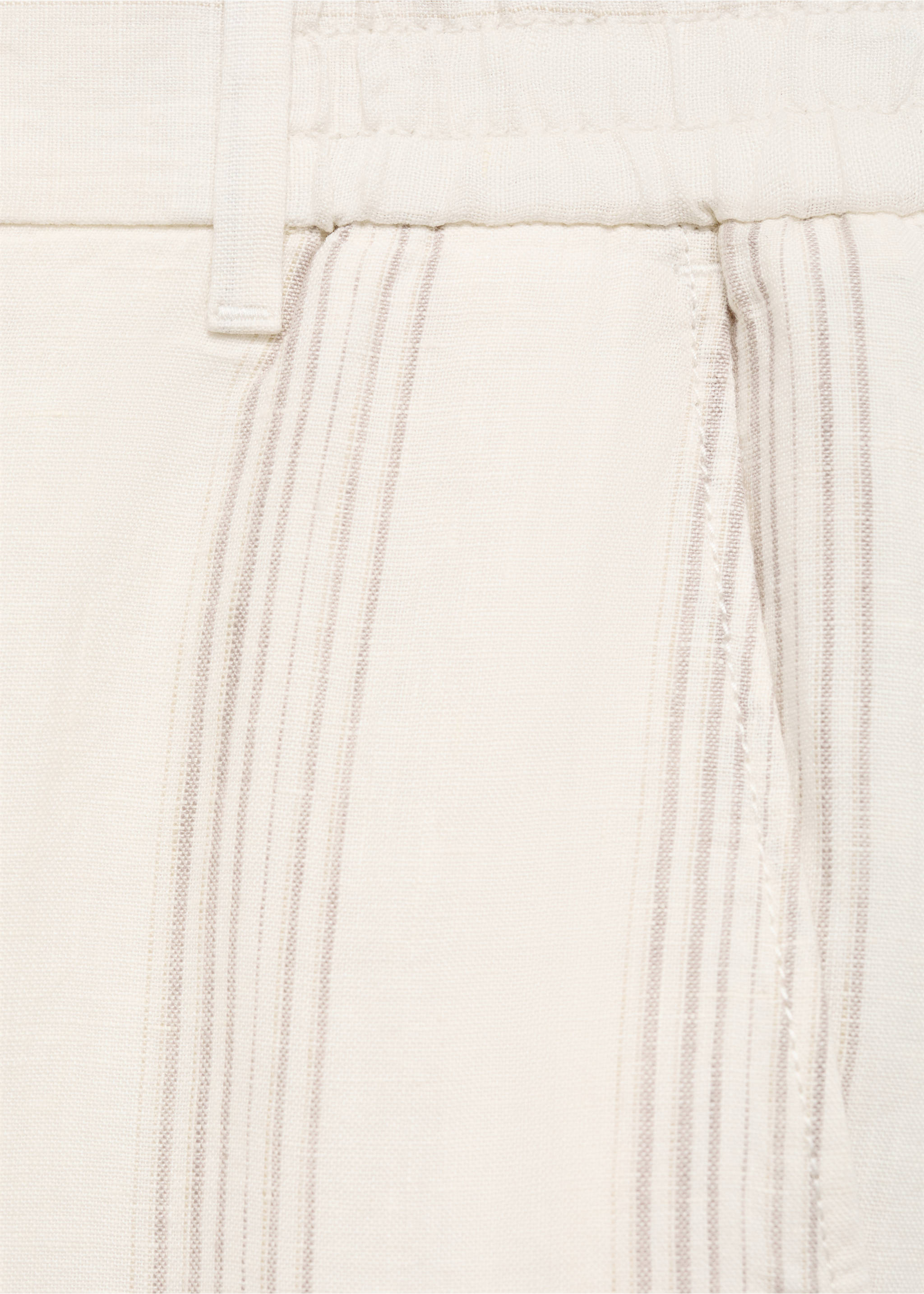 100% linen trousers with elastic waistband - Details of the article 0, Off White. Ref: 17082893-00.