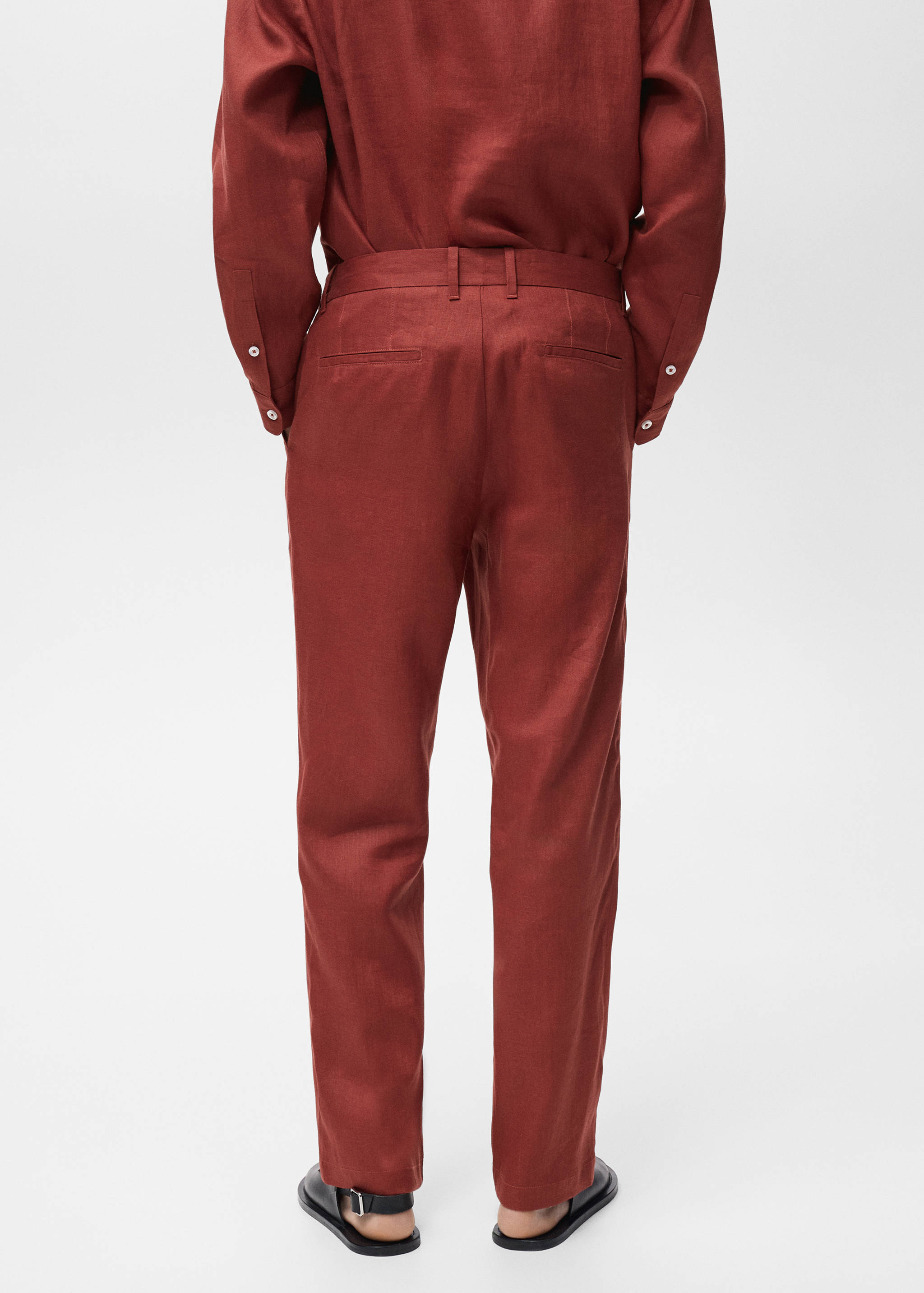 100% linen trousers with elastic waistband - Reverse of the article