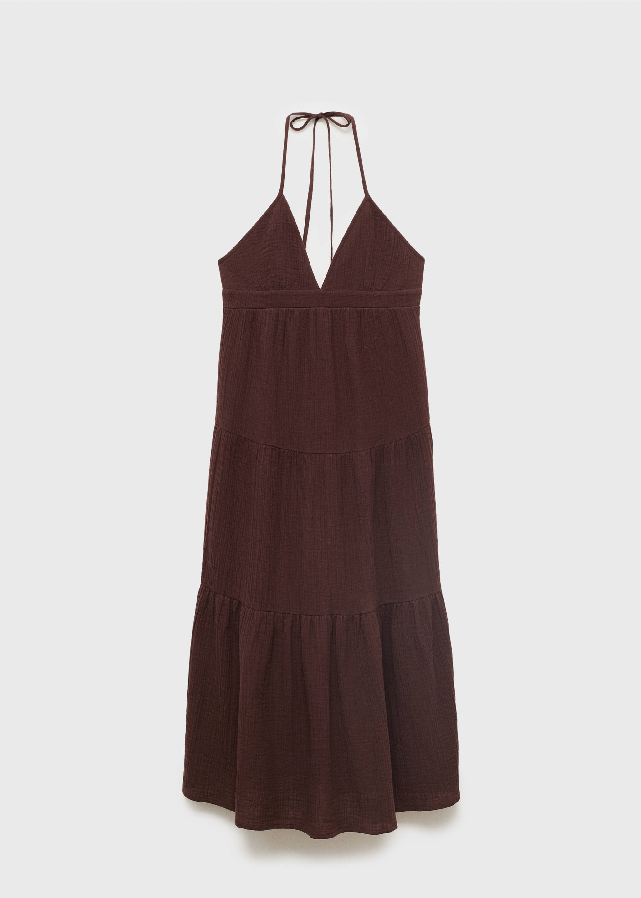 Robe coton décolleté en V - Article sans modèle, Chocolat. Ref: 17082895-00.