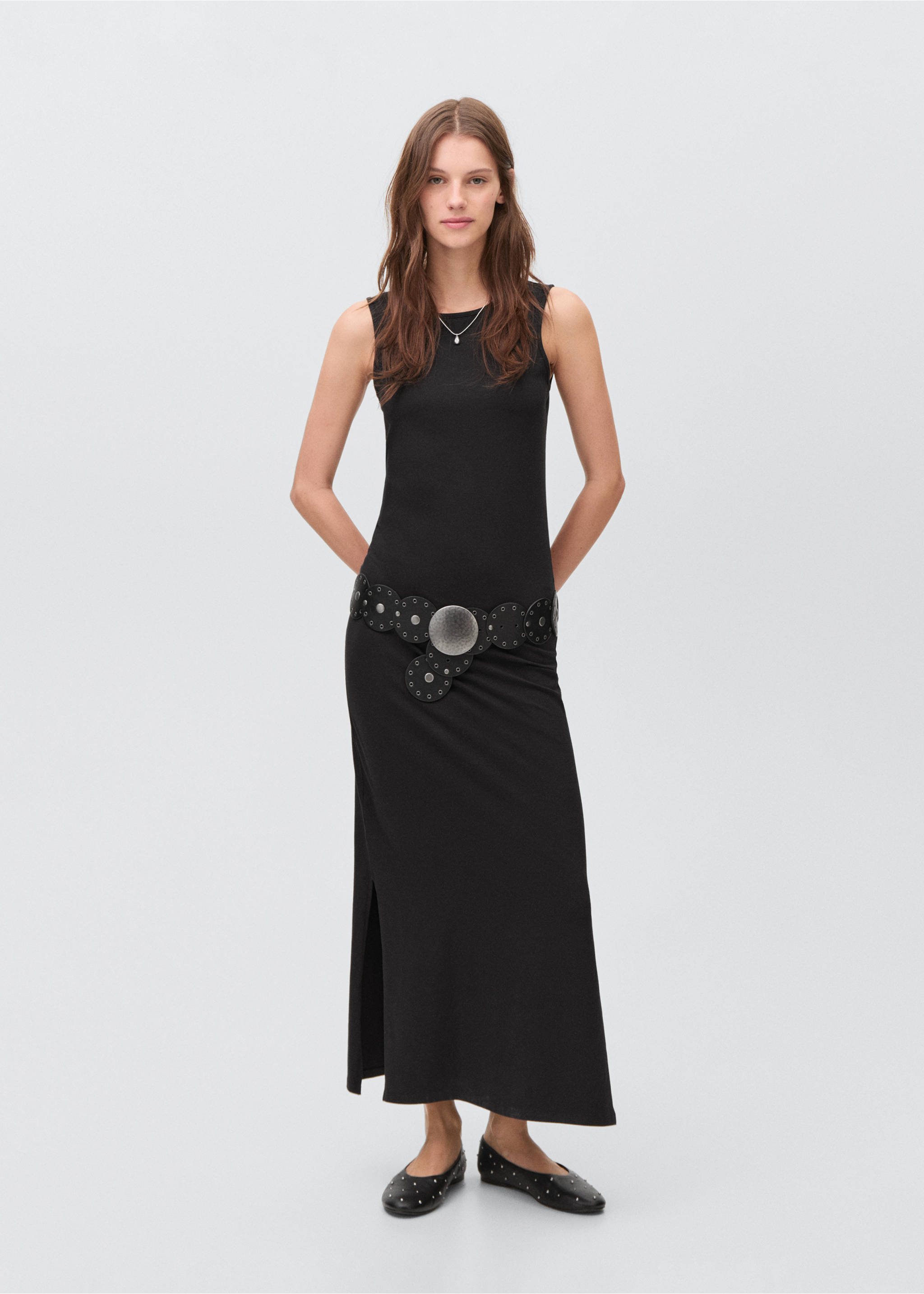 Long knitted dress - General plane, Black. Ref: 17082897-00.