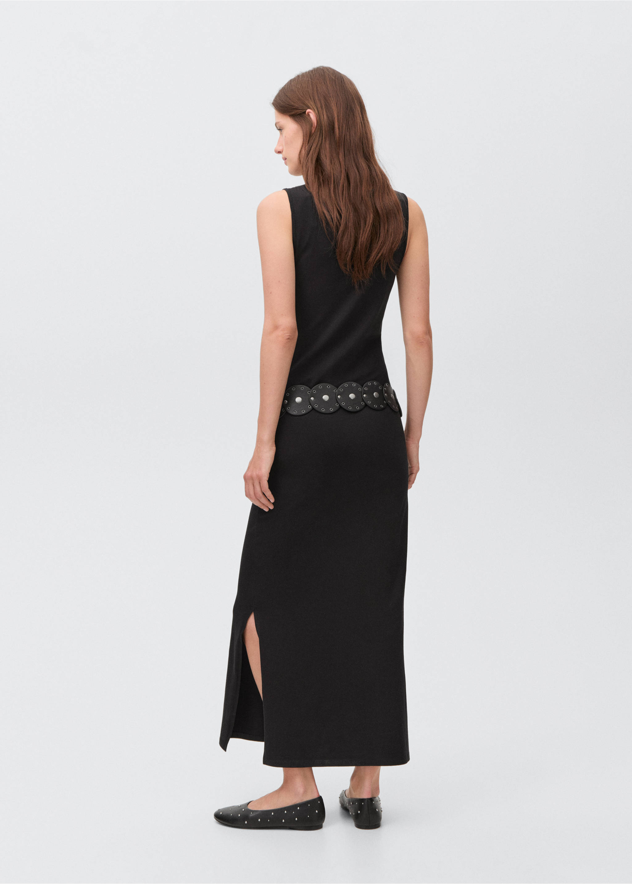 Long knitted dress - Reverse of the article, Black. Ref: 17082897-00.