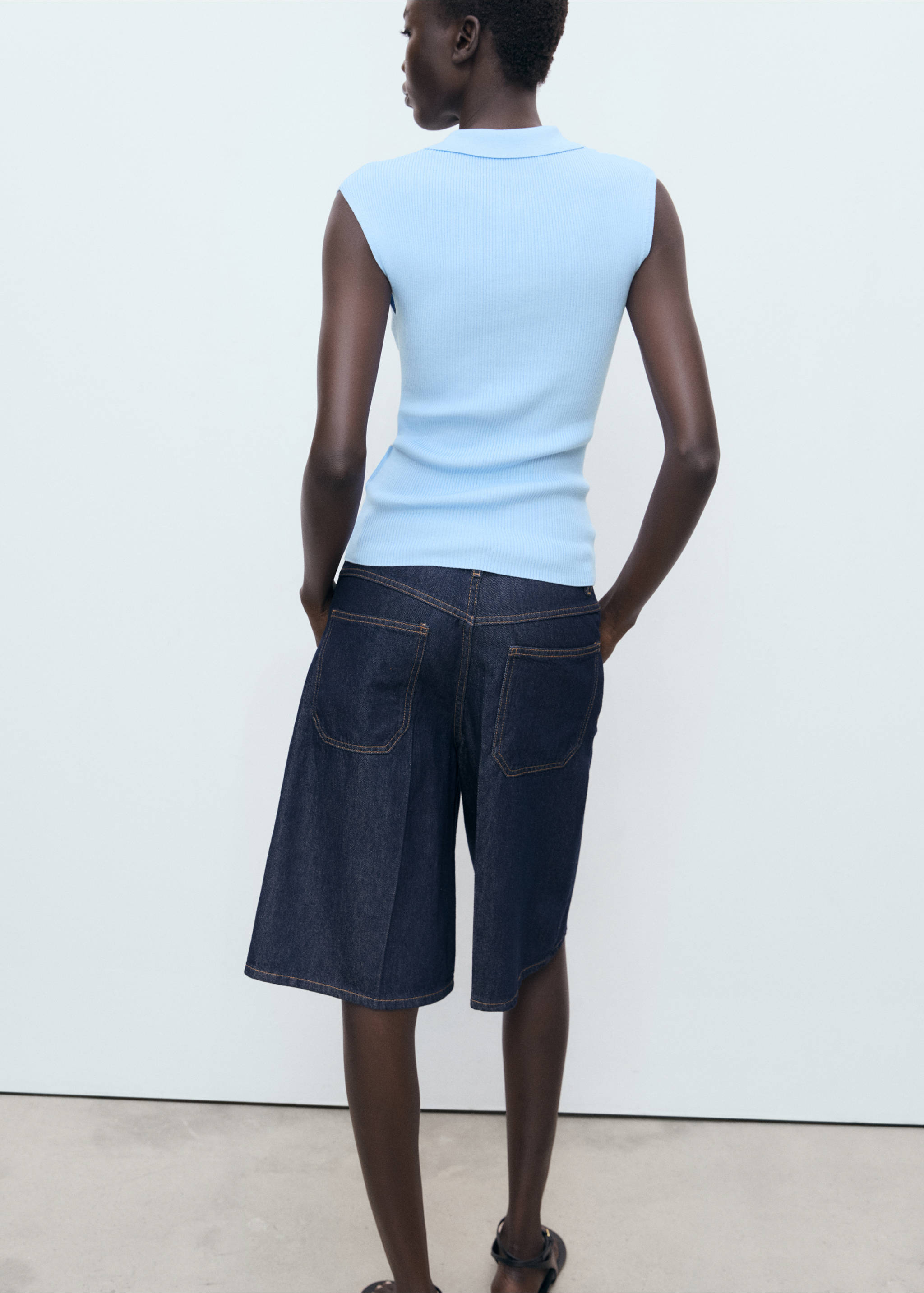 Polo-neck knitted top - Reverse of the article, Sky Blue. Ref: 17082898-00.