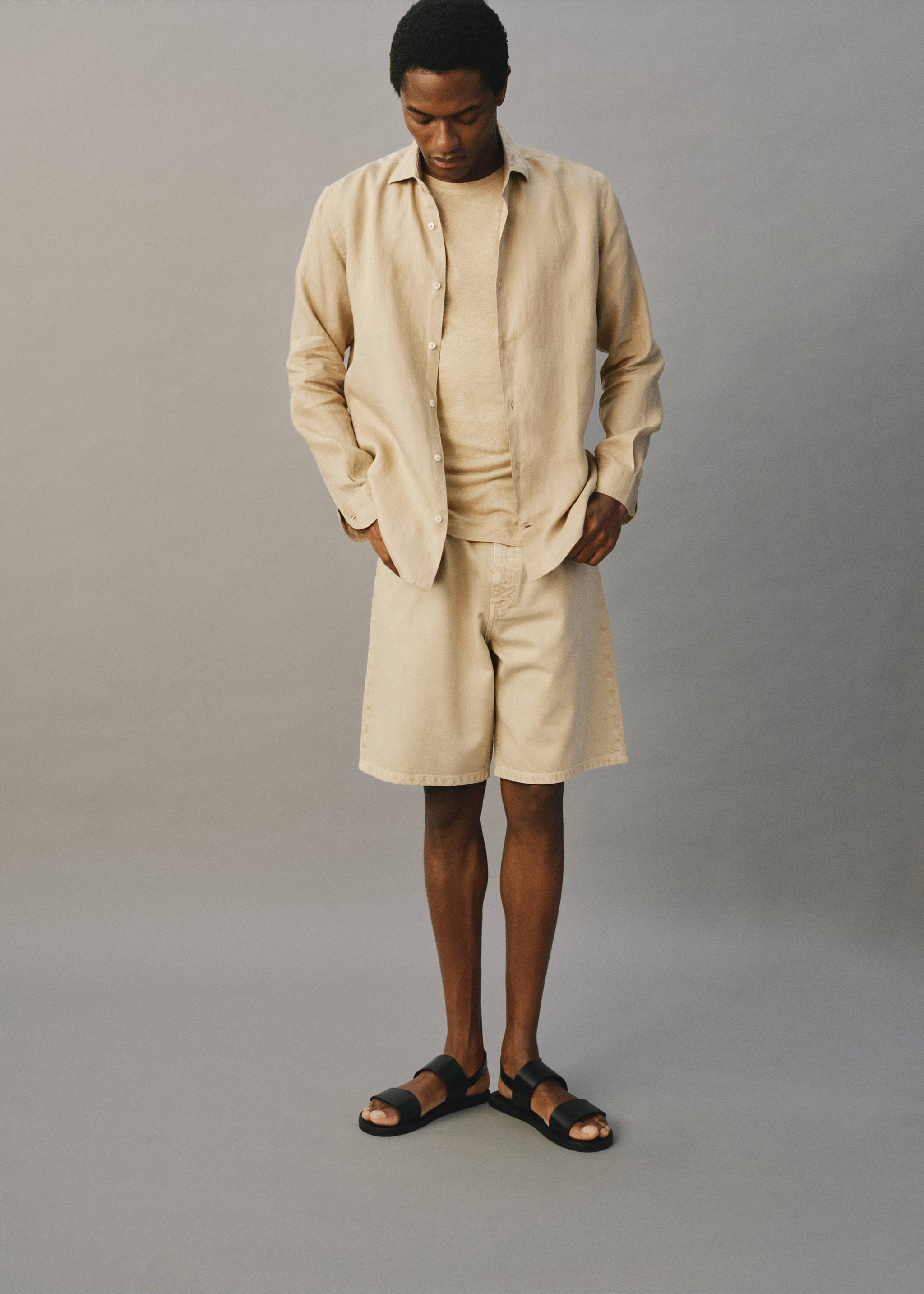 Bermuda en jean relaxed-fit - Détail de l'article 5, Beige. Ref: 17082899-00.