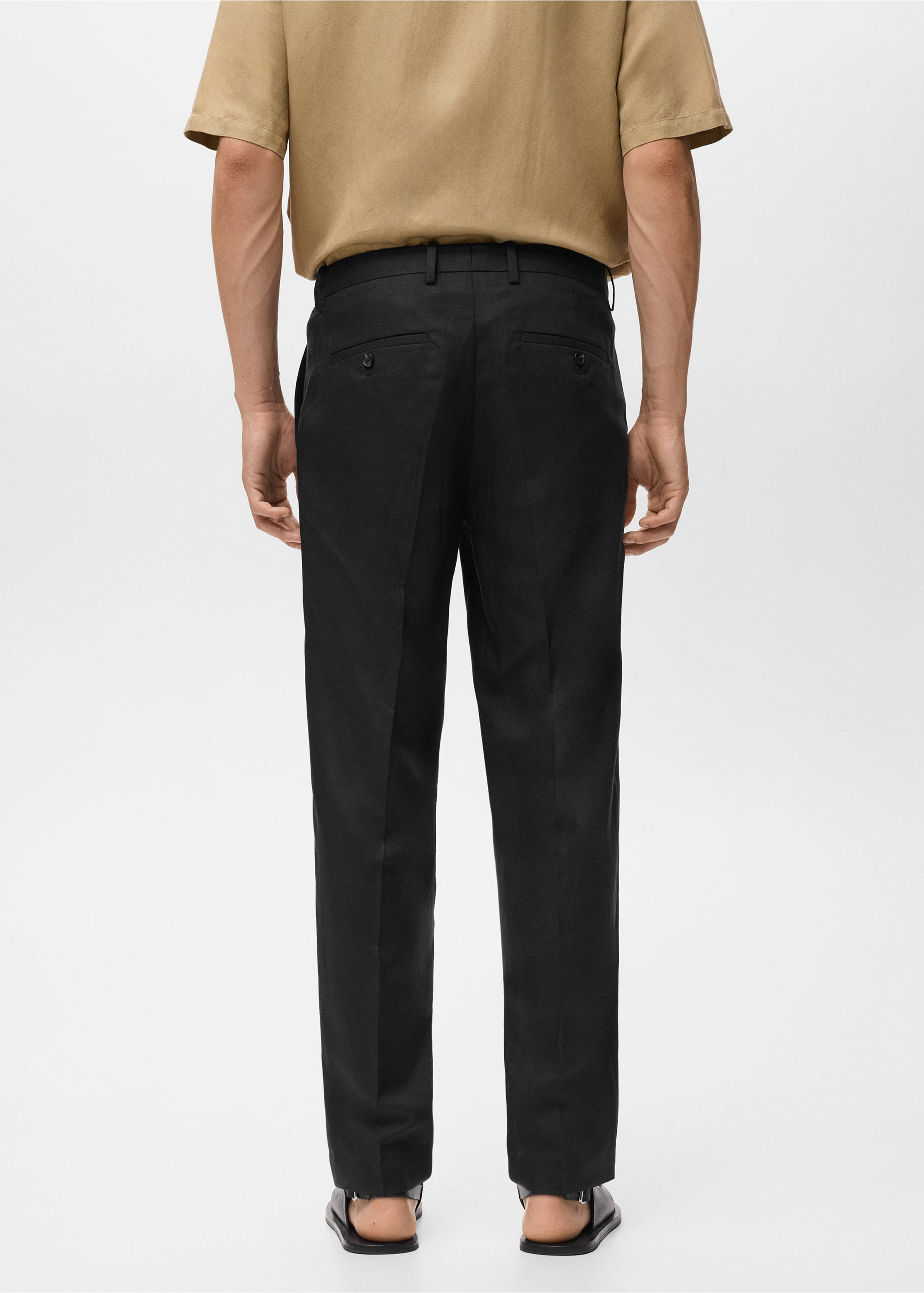 Straight-leg trousers in a linen and lyocell blend - Reverse of the article, Black. Ref: 17082901-00.