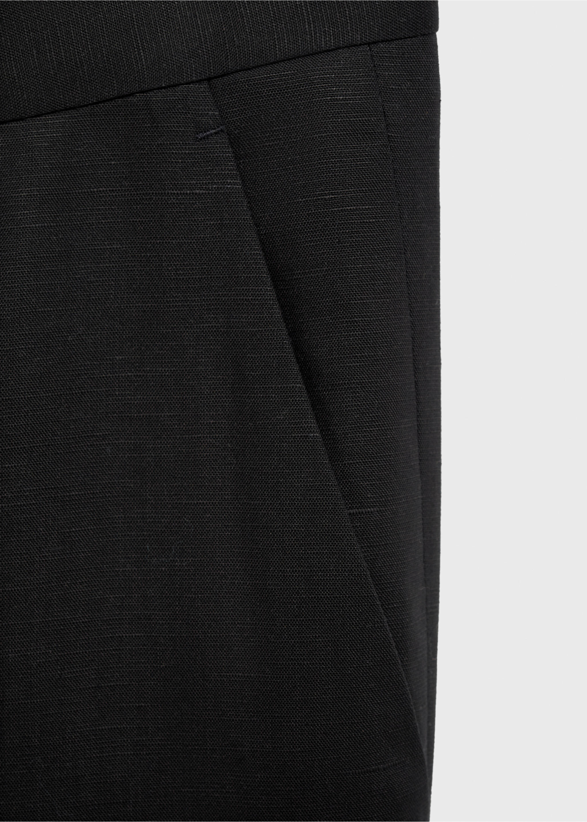 Straight-leg trousers in a linen and lyocell blend - Details of the article 0, Black. Ref: 17082901-00.