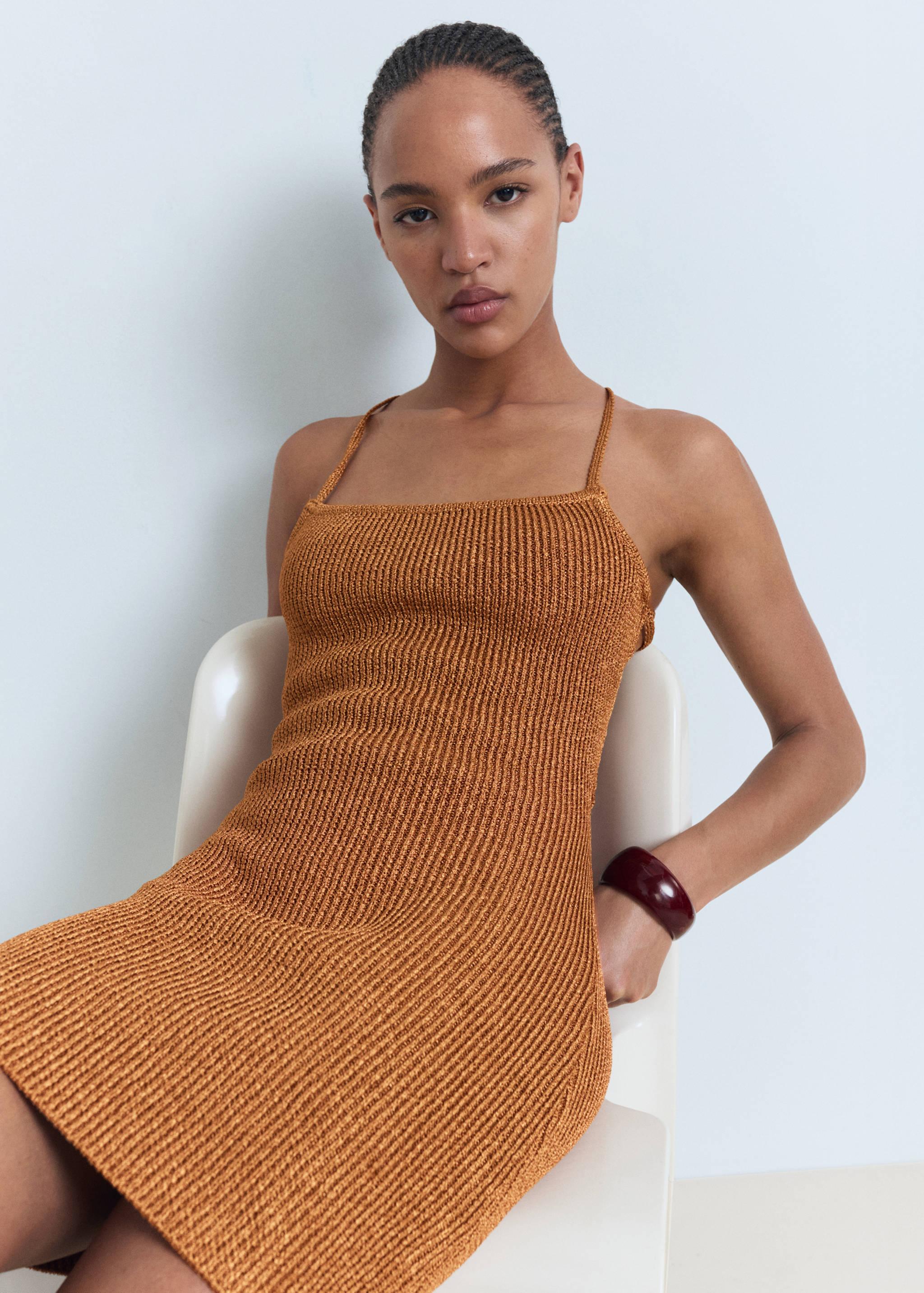 Lurex dress with crossed back - Medium plane