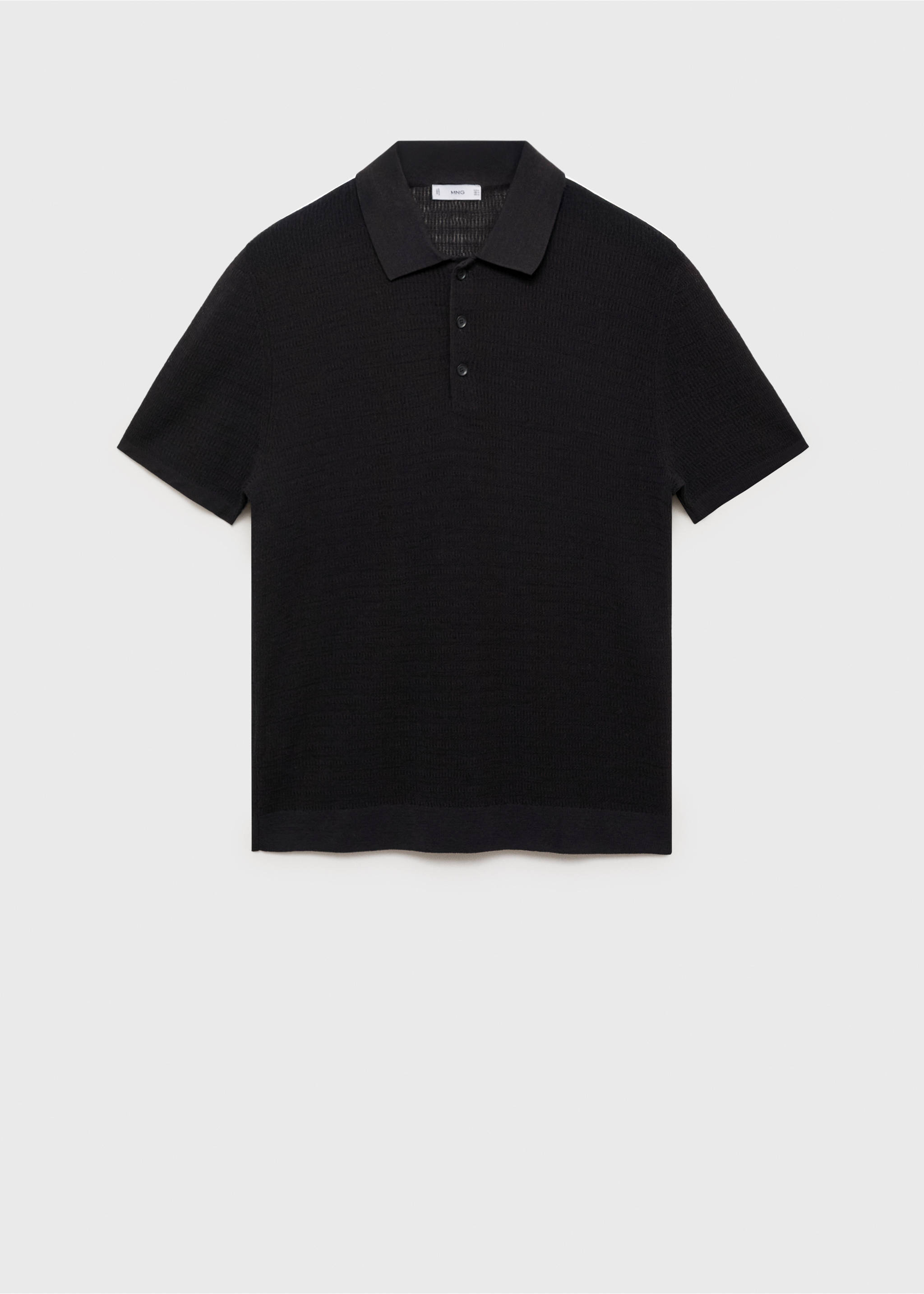 Fine-knit cotton polo shirt - Article without model, Black. Ref: 17082904-00.