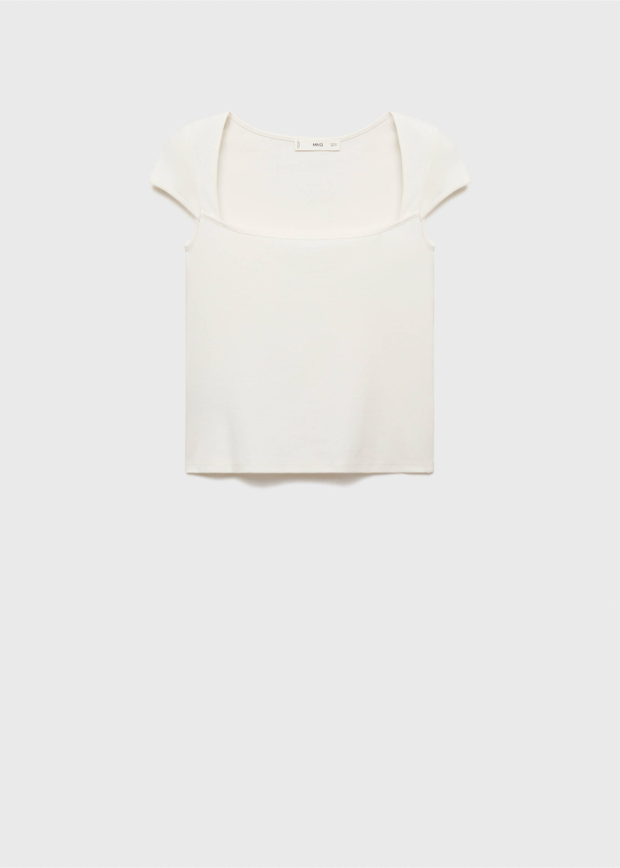 T-shirt en coton décolleté plongeant - Article sans modèle, Blanc cassé. Ref: 17082905-00.