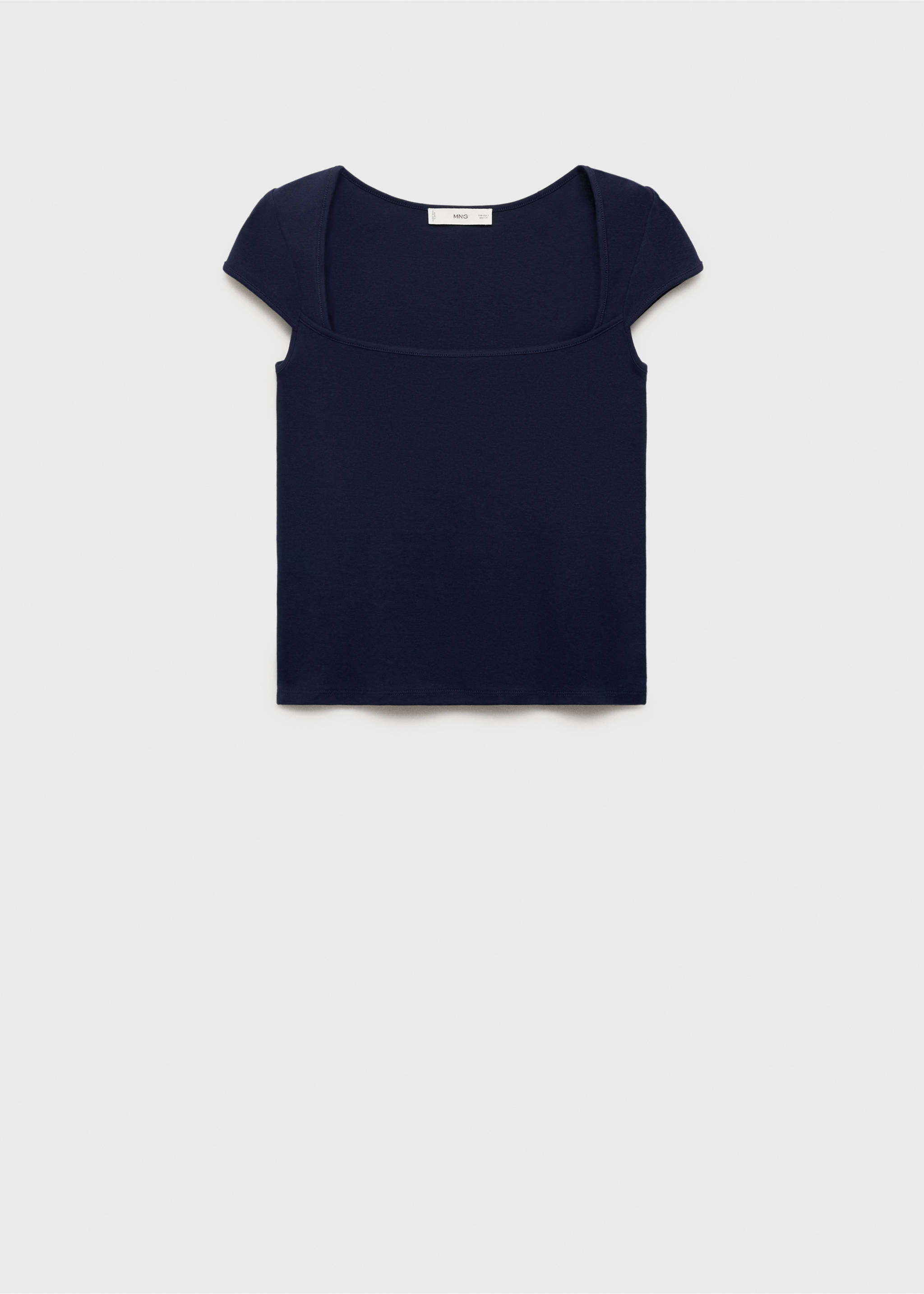 T-shirt en coton décolleté plongeant - Article sans modèle, Bleu marine. Ref: 17082905-00.