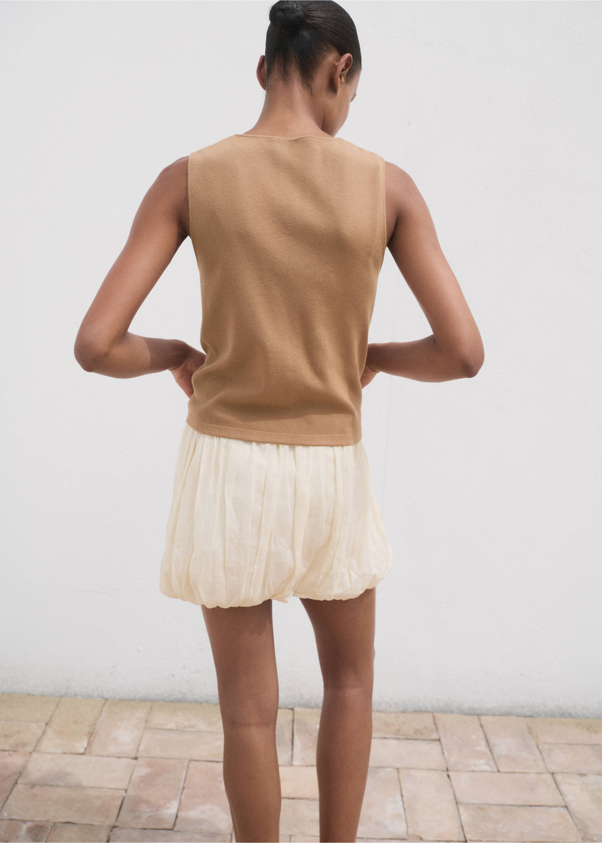 Gilet maille fine boutons - Verso de l’article, Marron moyen. Ref: 17082906-00.