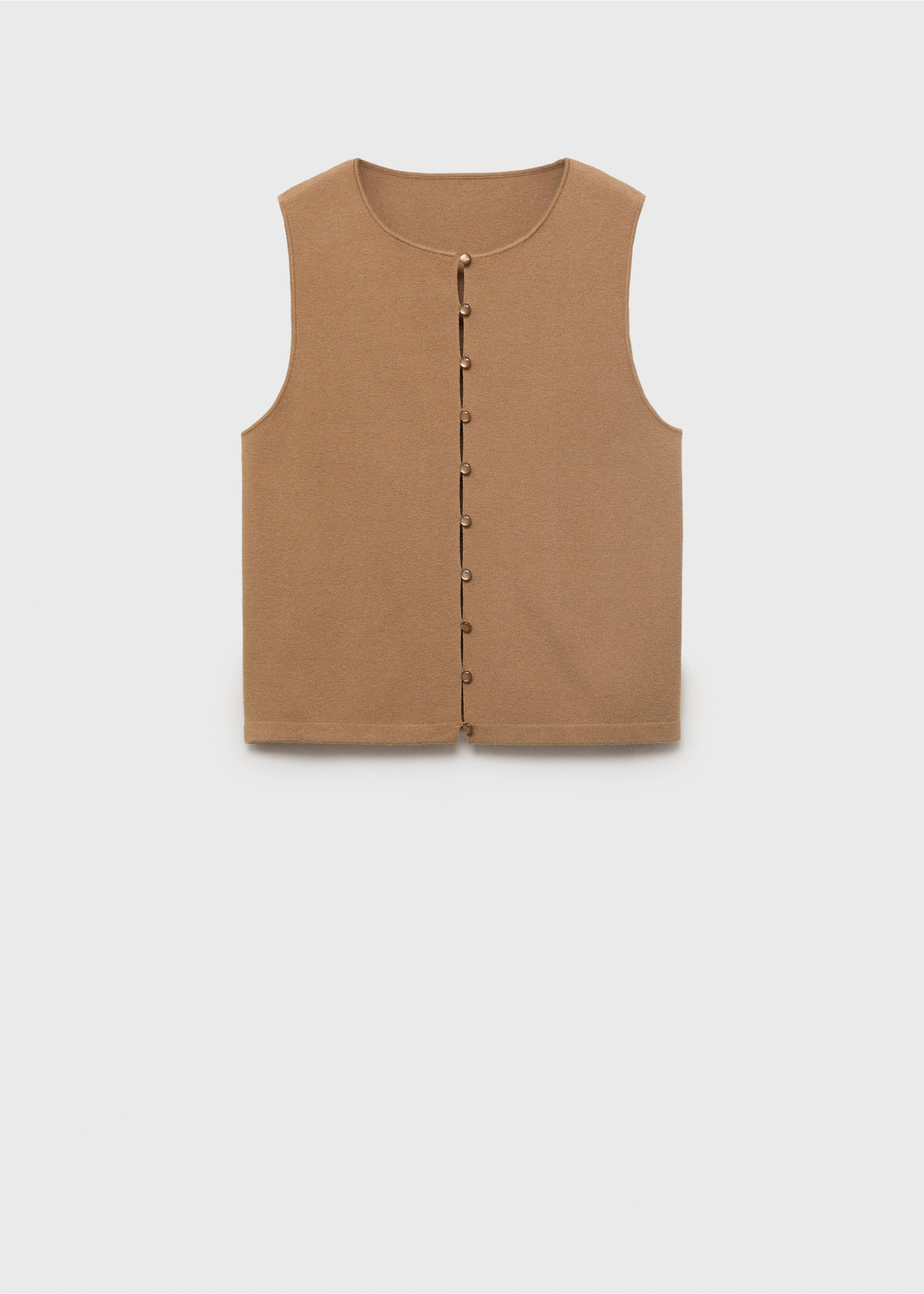 Gilet maille fine boutons - Article sans modèle, Marron moyen. Ref: 17082906-00.