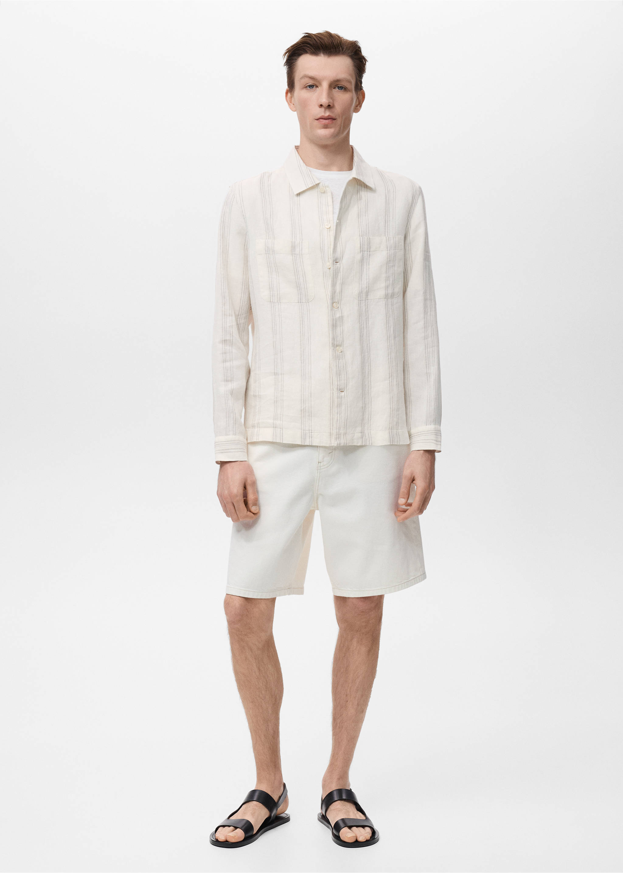 Striped linen overshirt - General plane, Off White. Ref: 17082912-00.