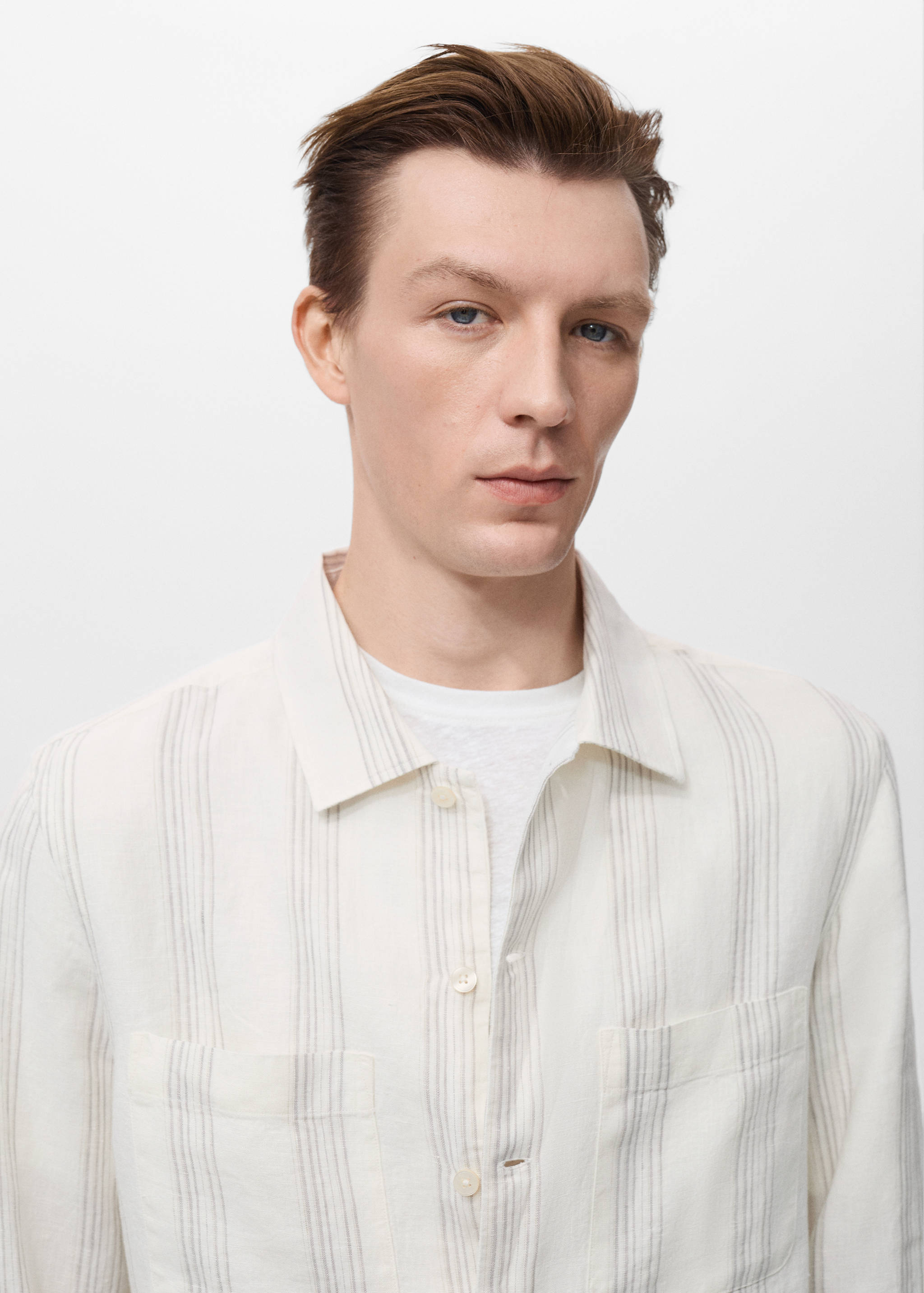 Striped linen overshirt - Details of the article 1