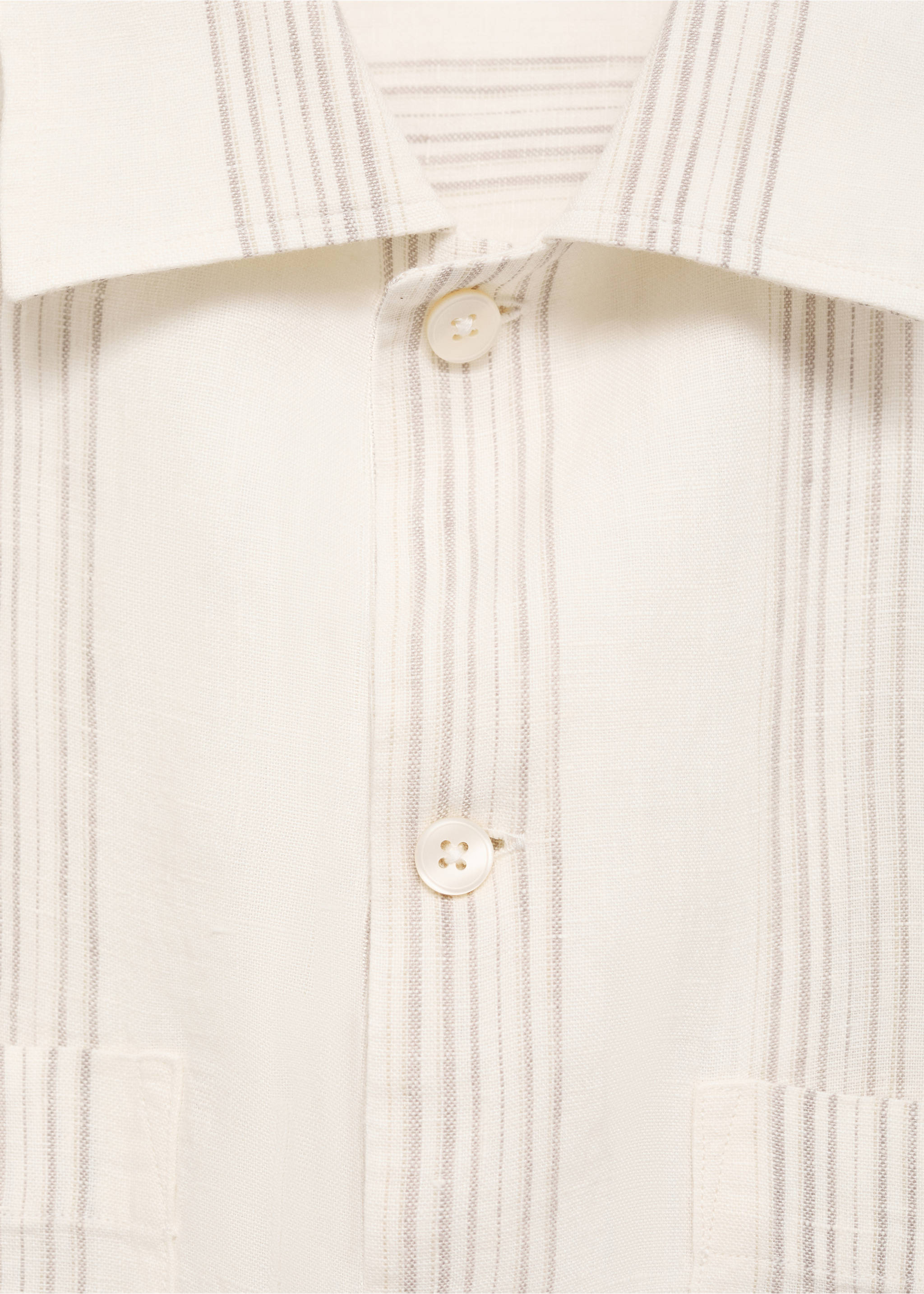 Striped linen overshirt - Details of the article 8, Off White. Ref: 17082912-00.
