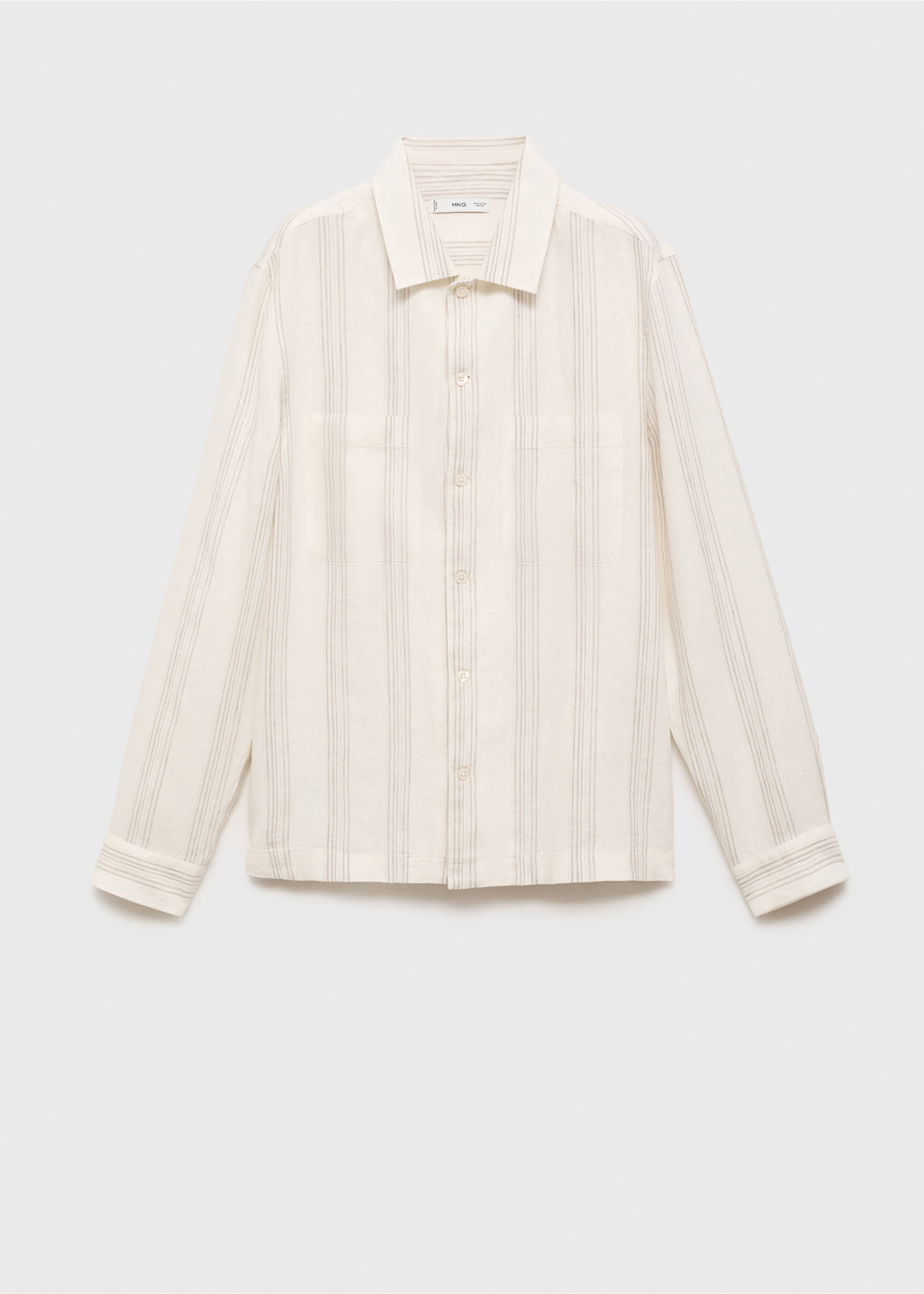 Striped linen overshirt - Article without model, Off White. Ref: 17082912-00.