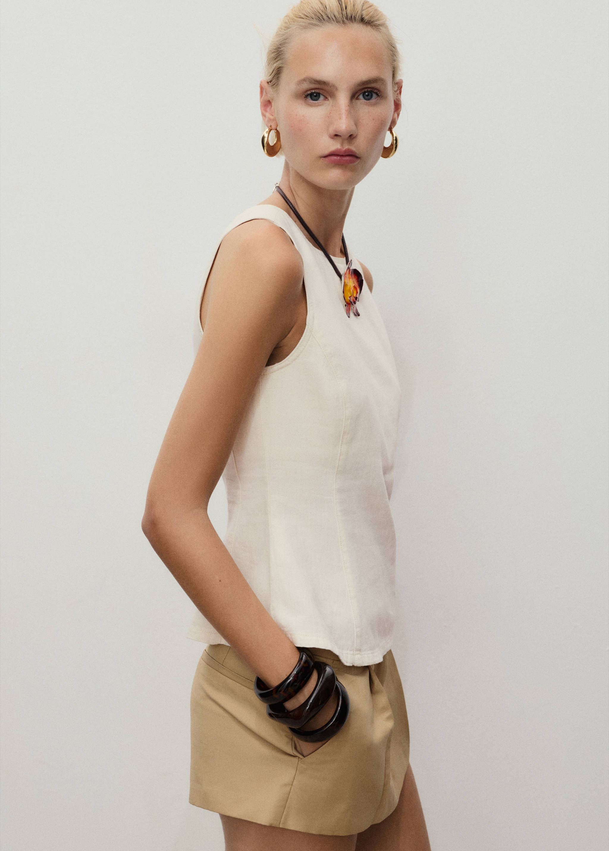 Flared denim top - Details of the article 2