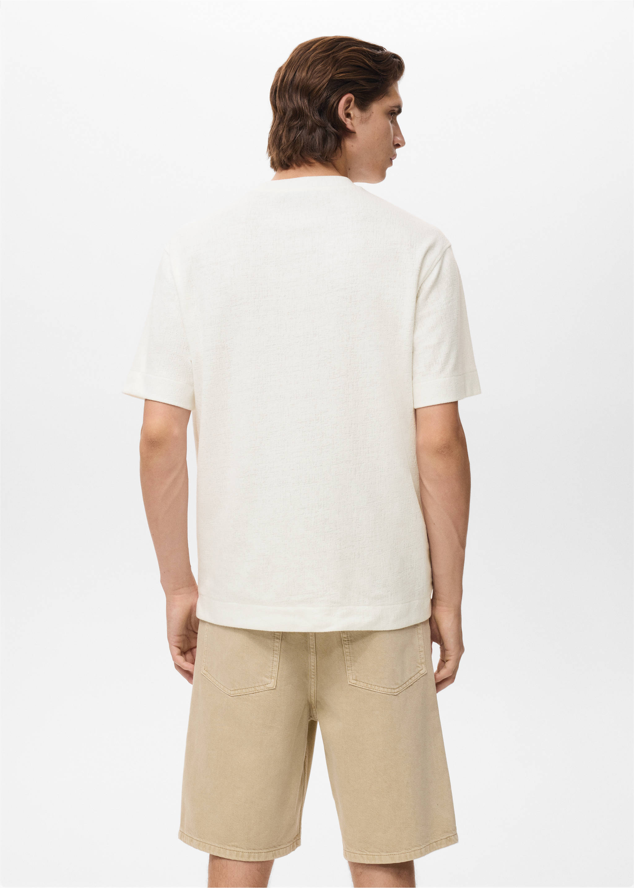 Strukturiertes Baumwoll-Shirt - Rückseite des Artikels, Cremeweiß. Ref: 17082925-00.