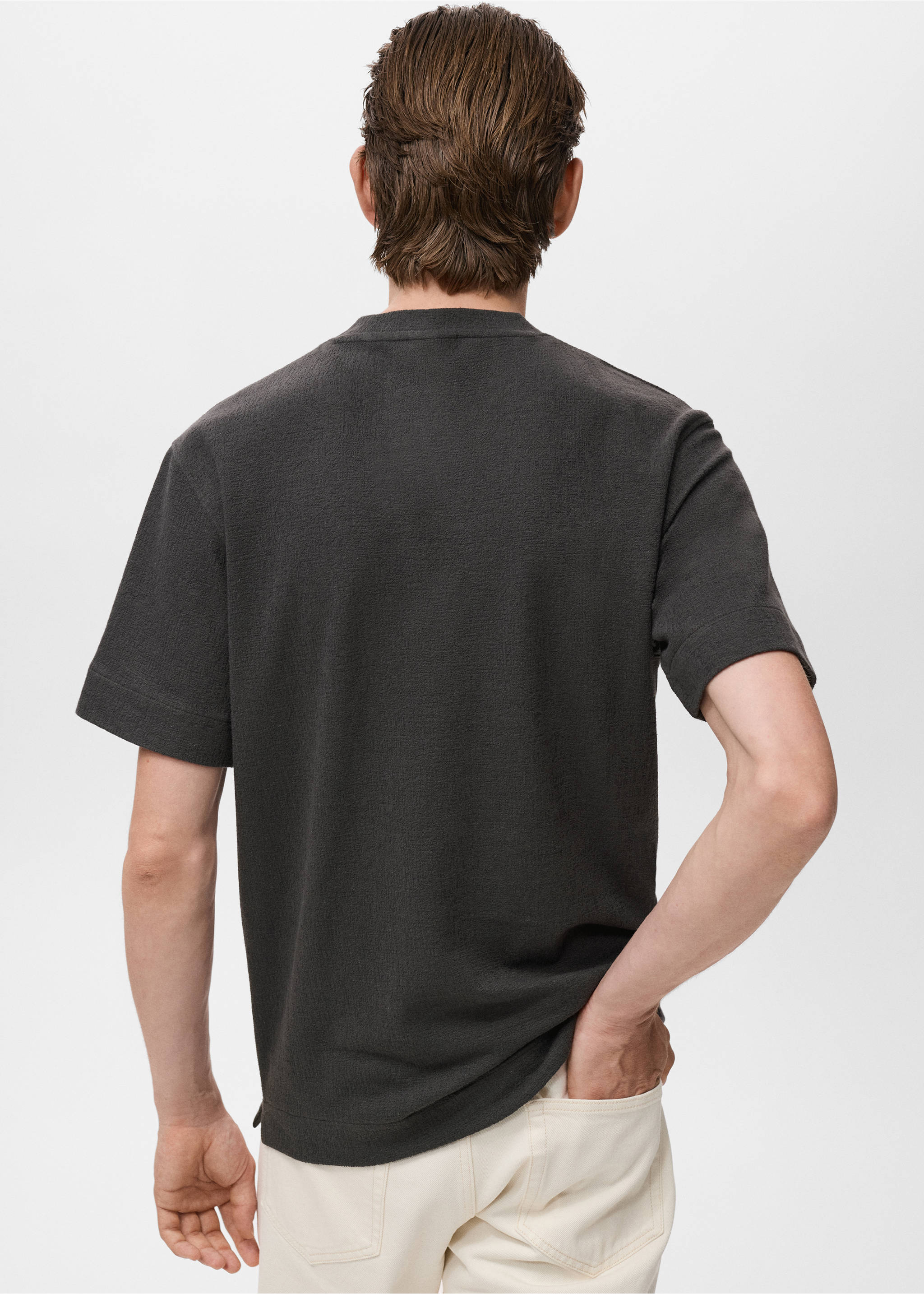 Camiseta algodón textura - Reverso del artículo, Gris antracita. Ref: 17082925-00.