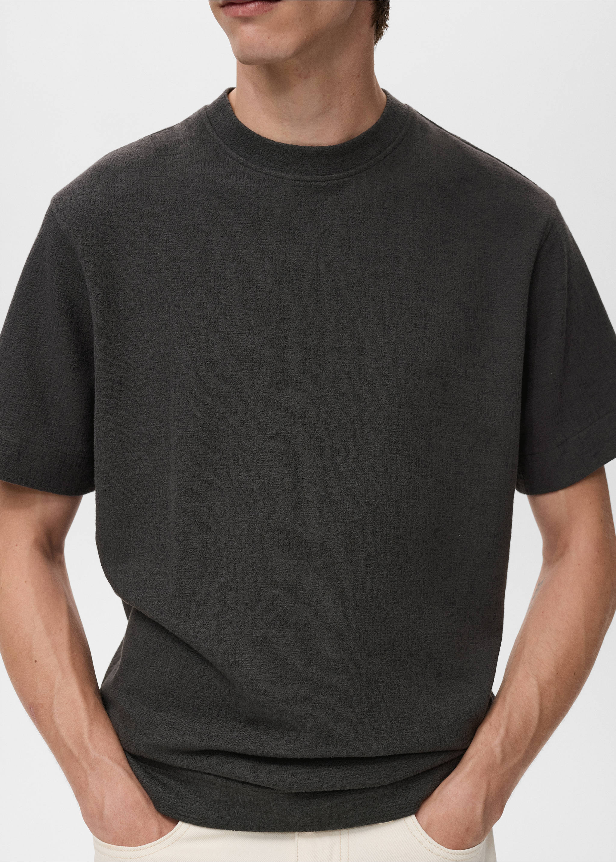 Camiseta algodón textura - Detalle del artículo 3, Gris antracita. Ref: 17082925-00.