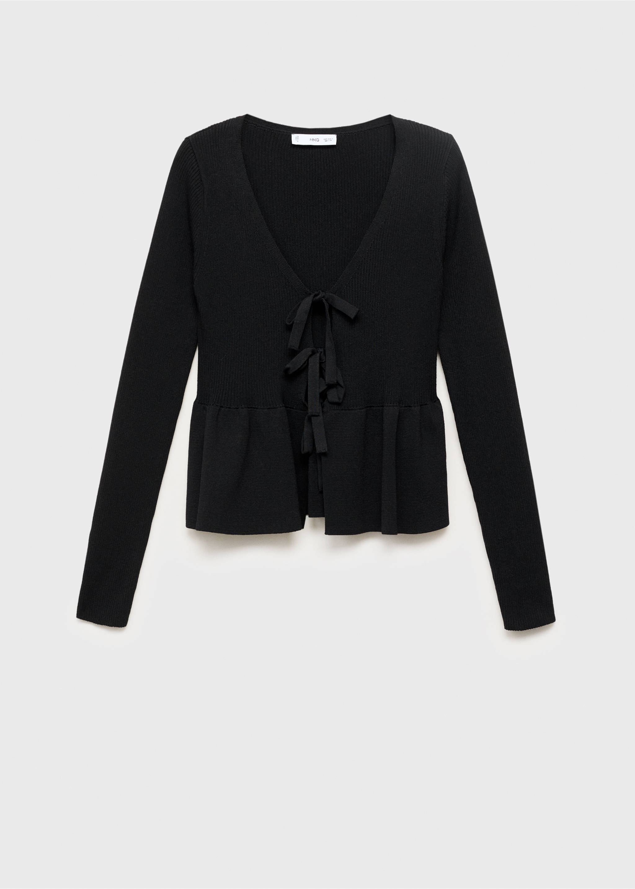 Knitted cardigan with ties - Article without model, Black. Ref: 17082926-00.