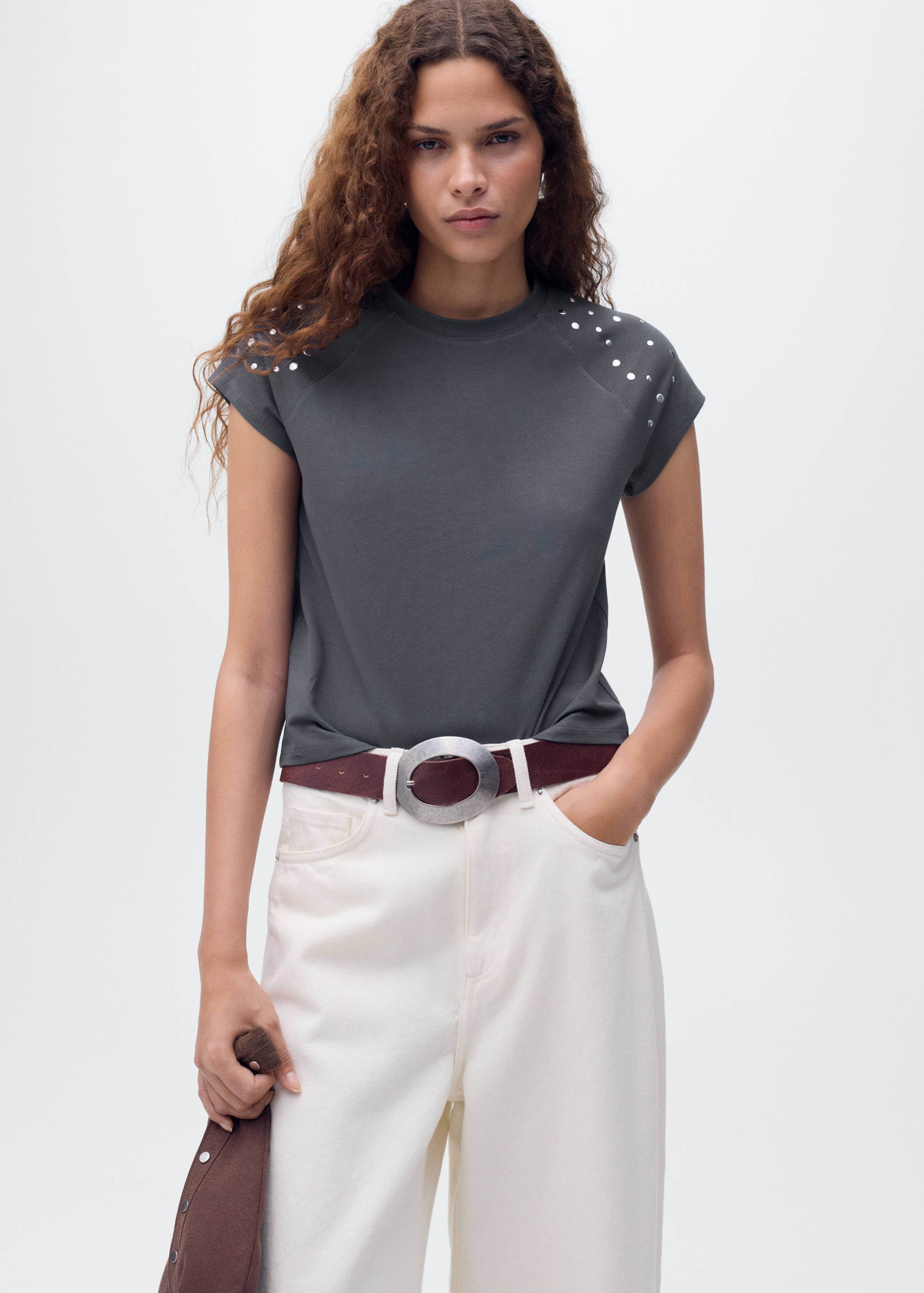 Cotton t-shirt with studs - Medium plane