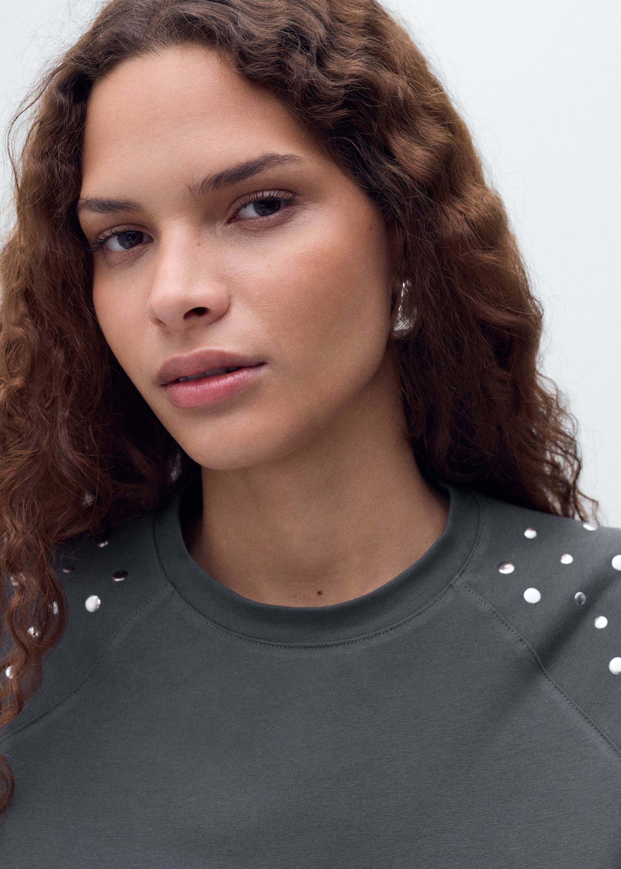Cotton t-shirt with studs - Details of the article 1