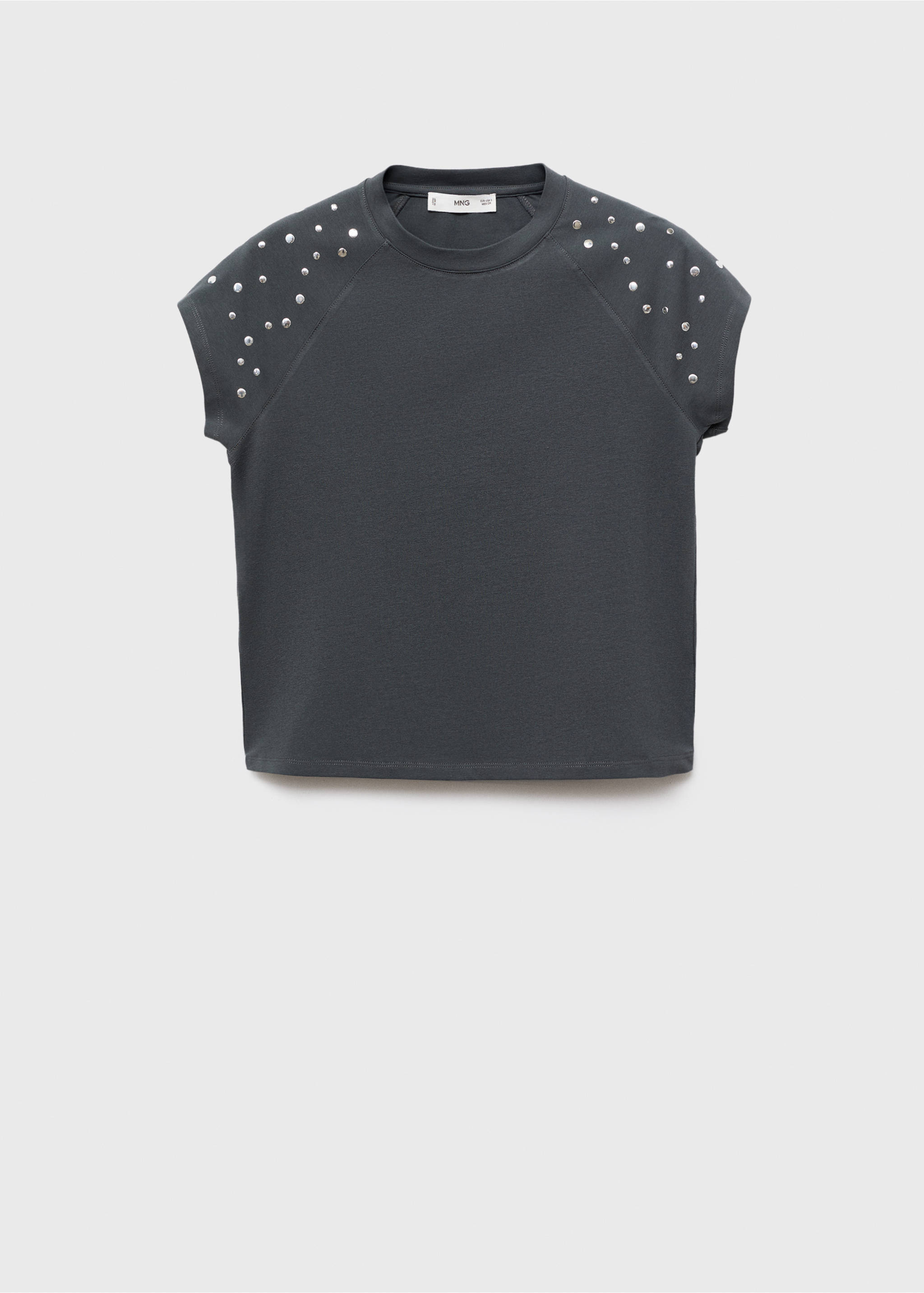 Cotton t-shirt with studs - Article without model, Charcoal. Ref: 17082929-00.