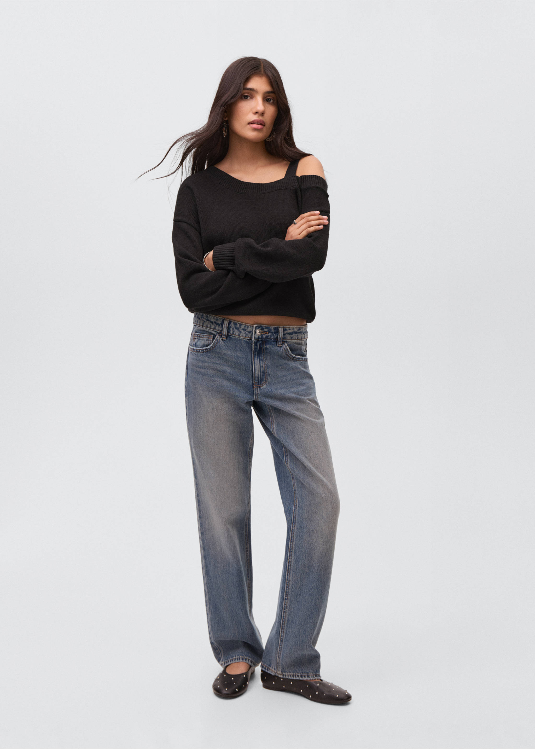 Knitted sweater with cut-out - General plane, Black. Ref: 17083271-00.