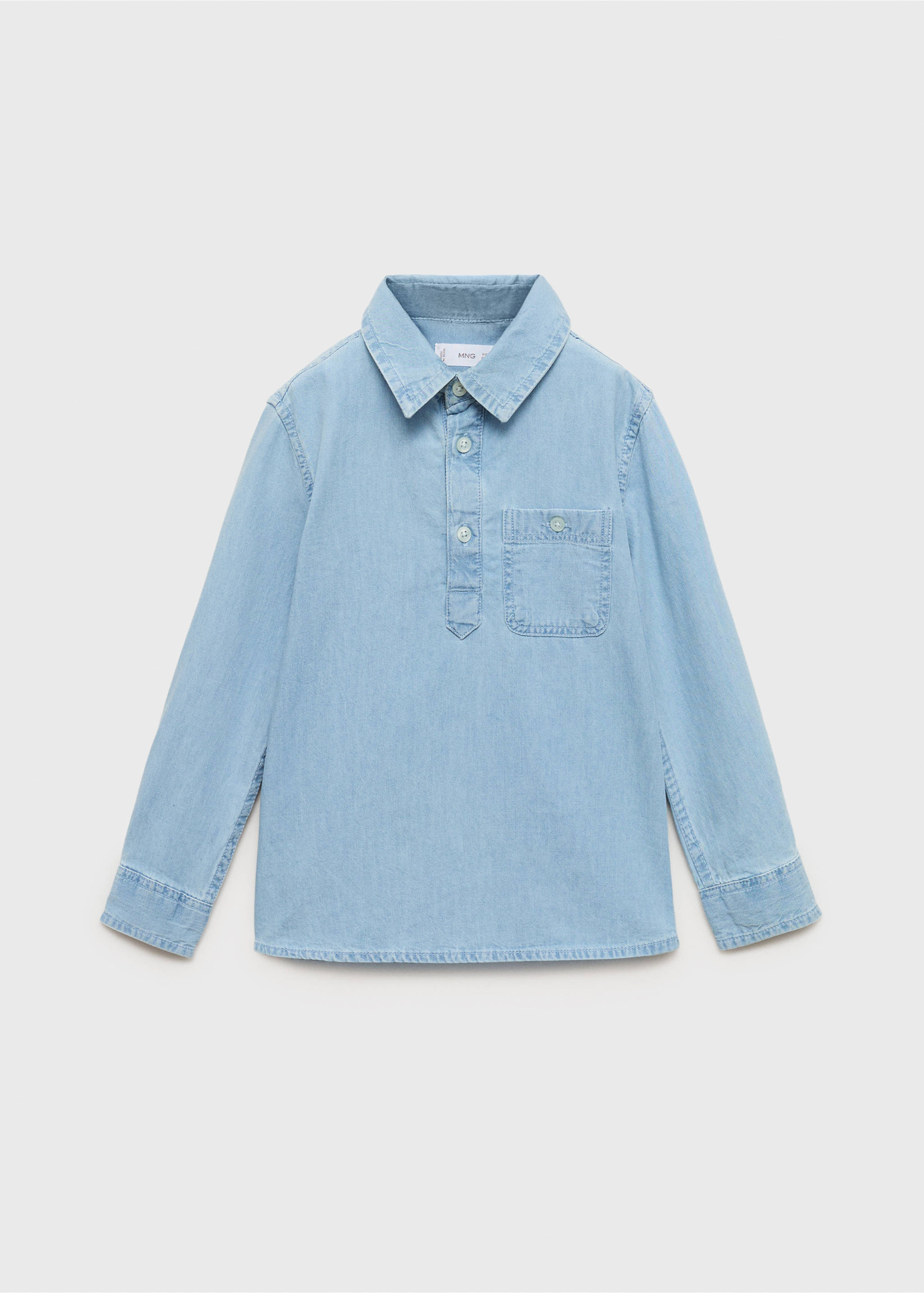 Pocket denim shirt - Article without model, Light Blue. Ref: 17083275-00.