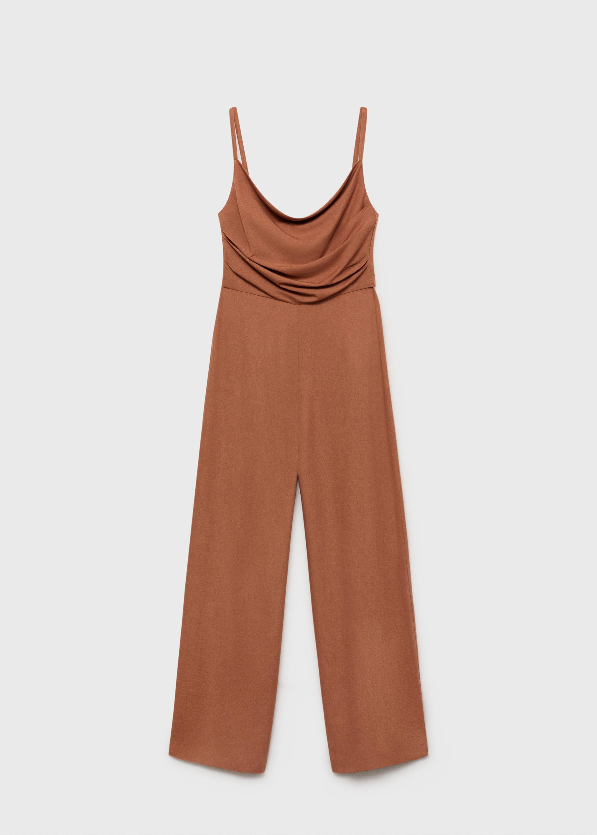 Long jumpsuit with draped neckline - Article without model, Brown. Ref: 17083279-00.