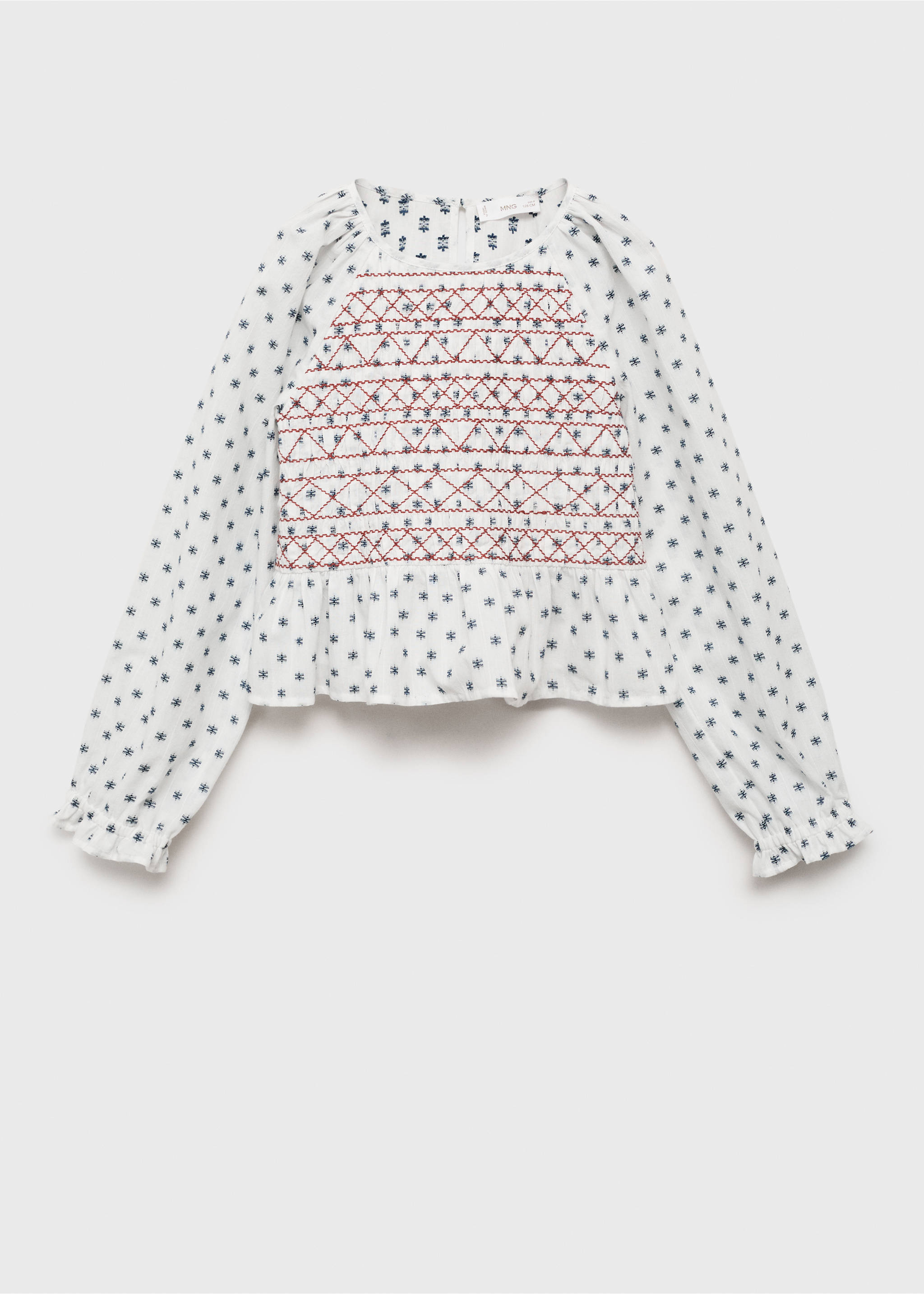 Embroidered printed blouse - Article without model, Ecru. Ref: 17083280-00.