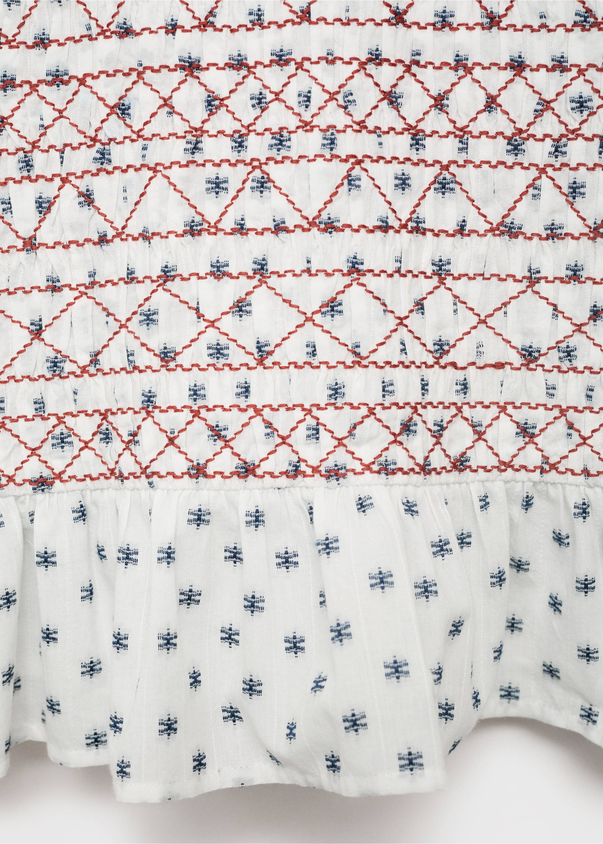 Embroidered printed blouse - Details of the article 8, Ecru. Ref: 17083280-00.